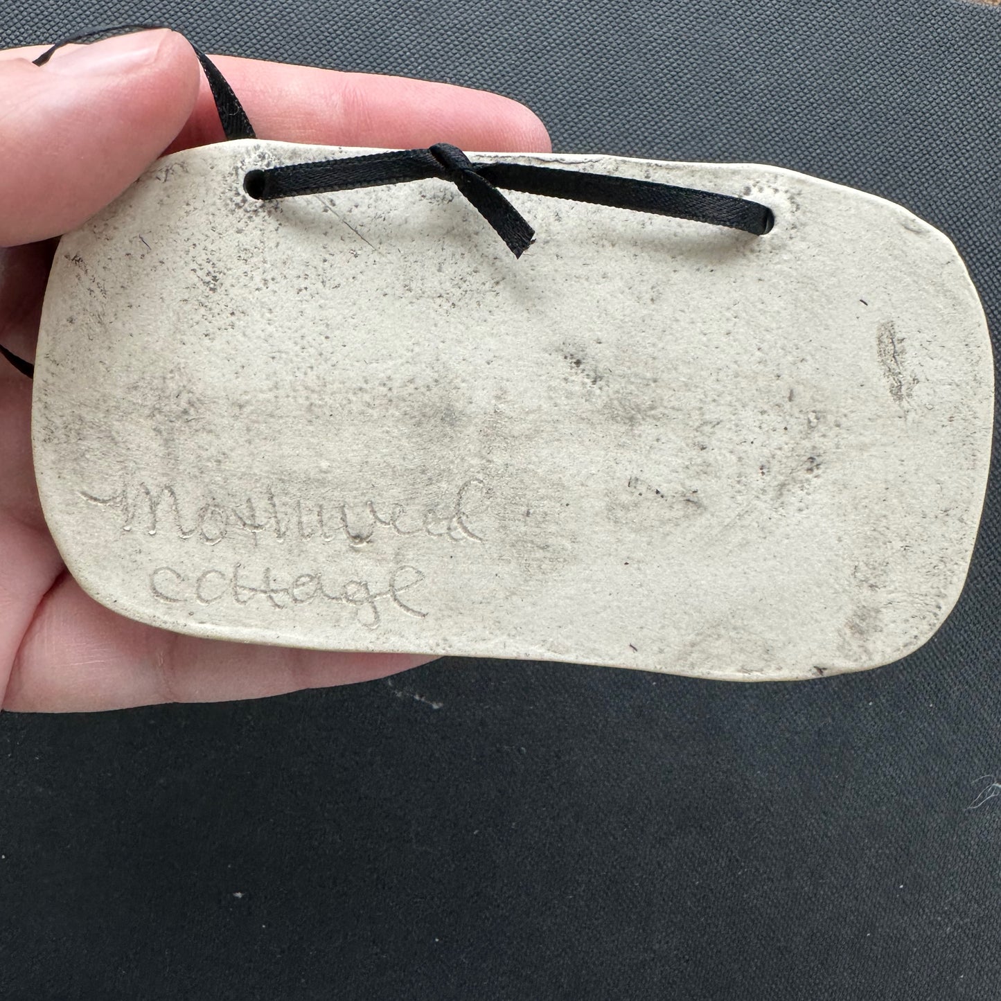 Handmade ceramic At Rest casket plaque wall hanging