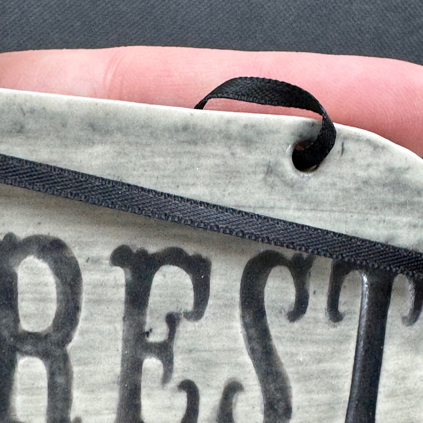 Handmade ceramic At Rest casket plaque wall hanging