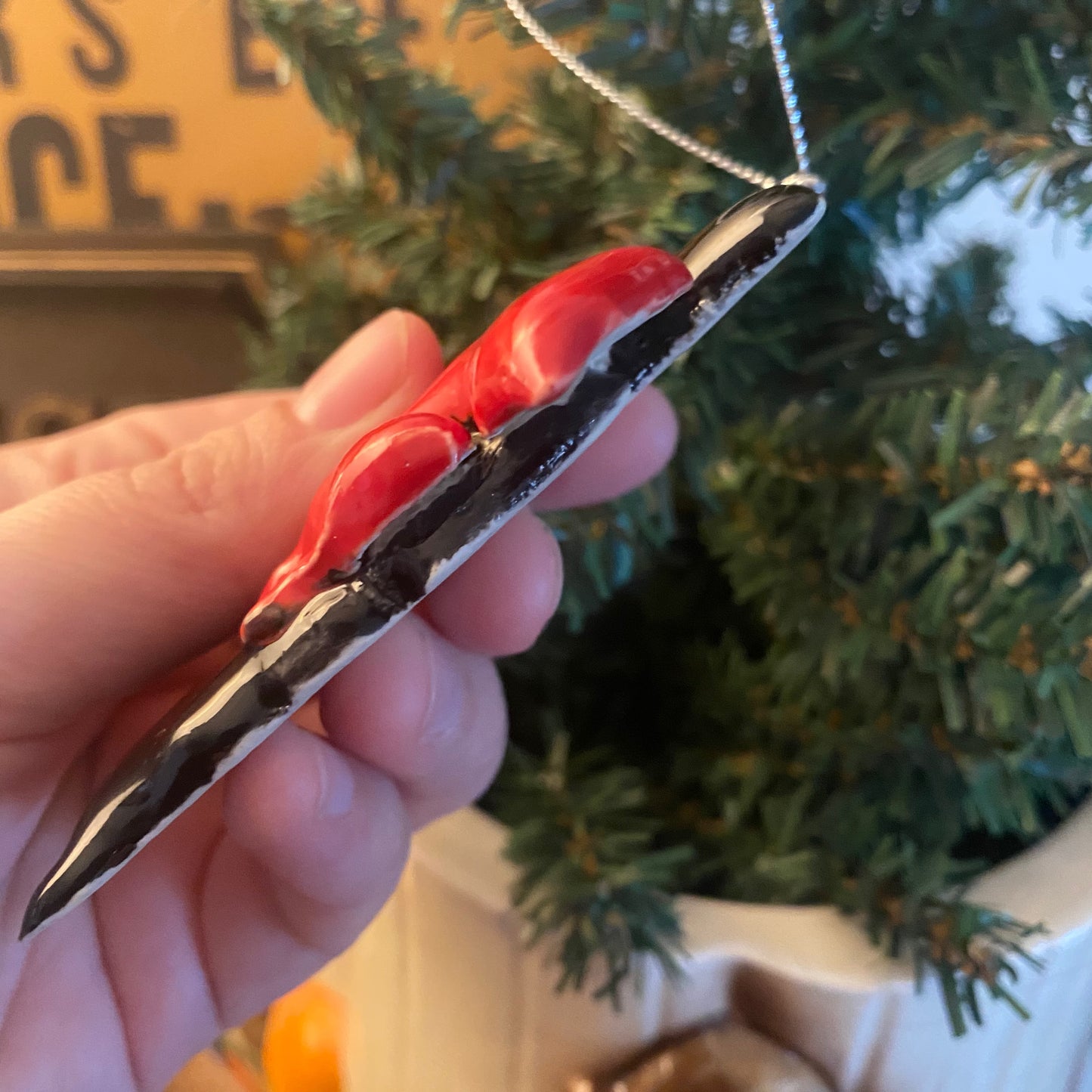 Handmade ceramic Jersey Devil ornament