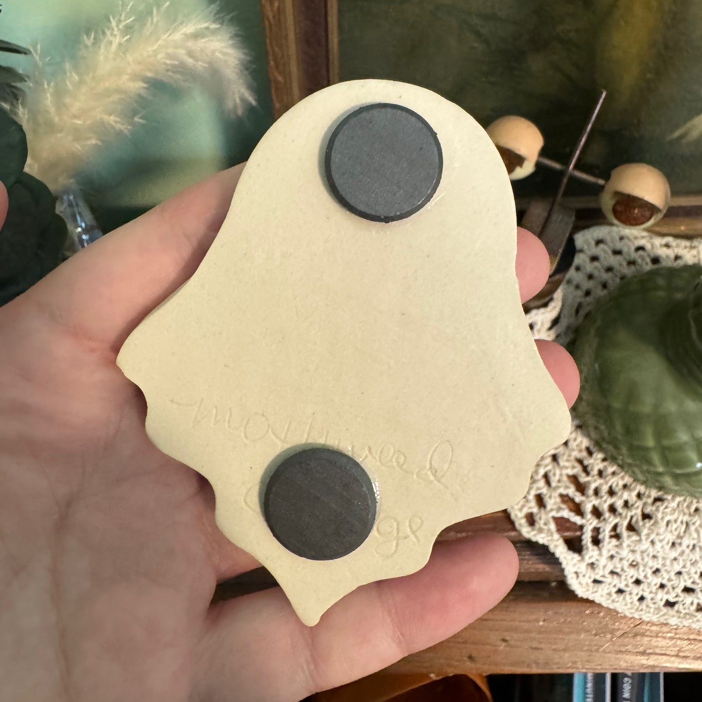 Ceramic Support Your Local Cemetery ghost magnet