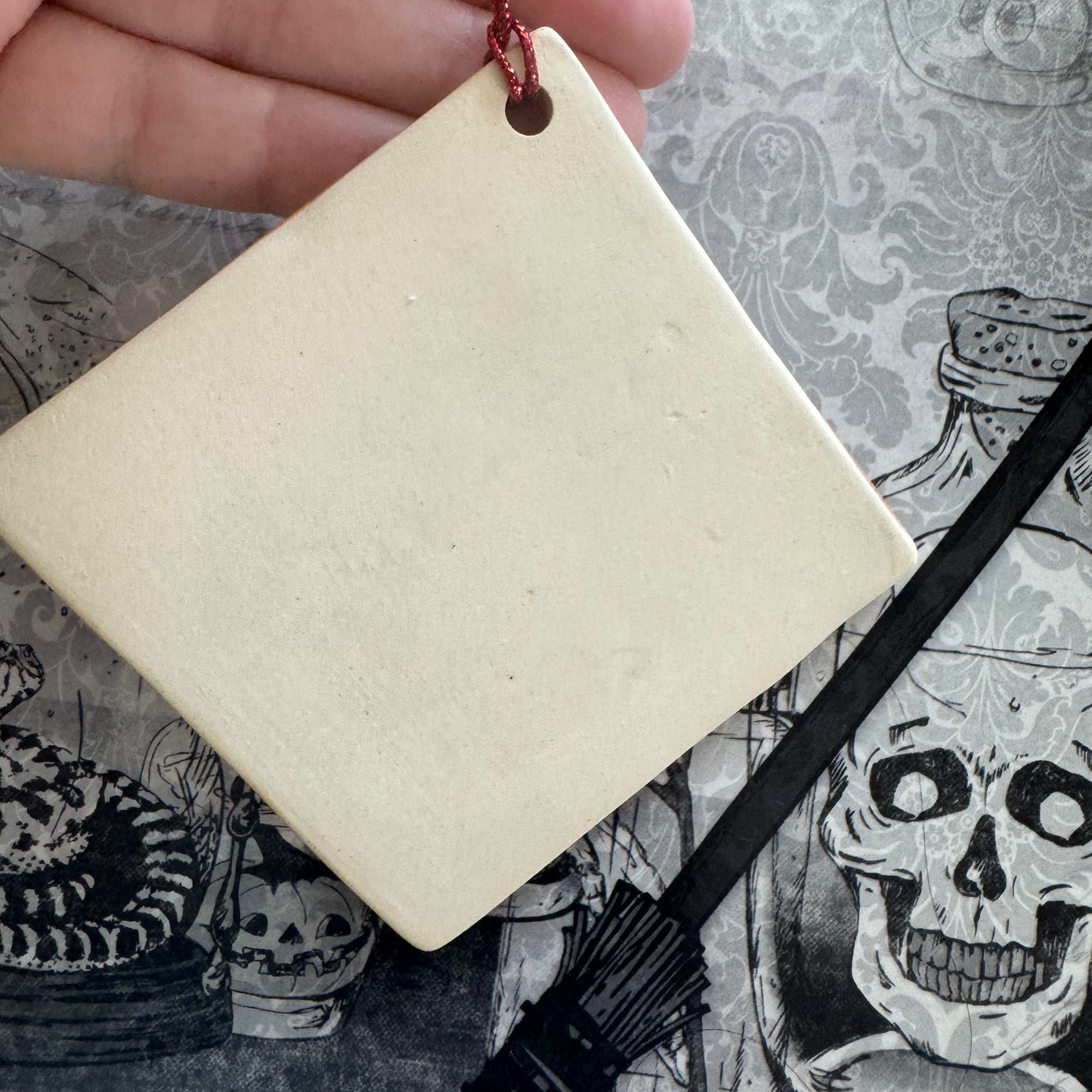 Handmade ceramic I Am the Spell wall hanging- burnt orange