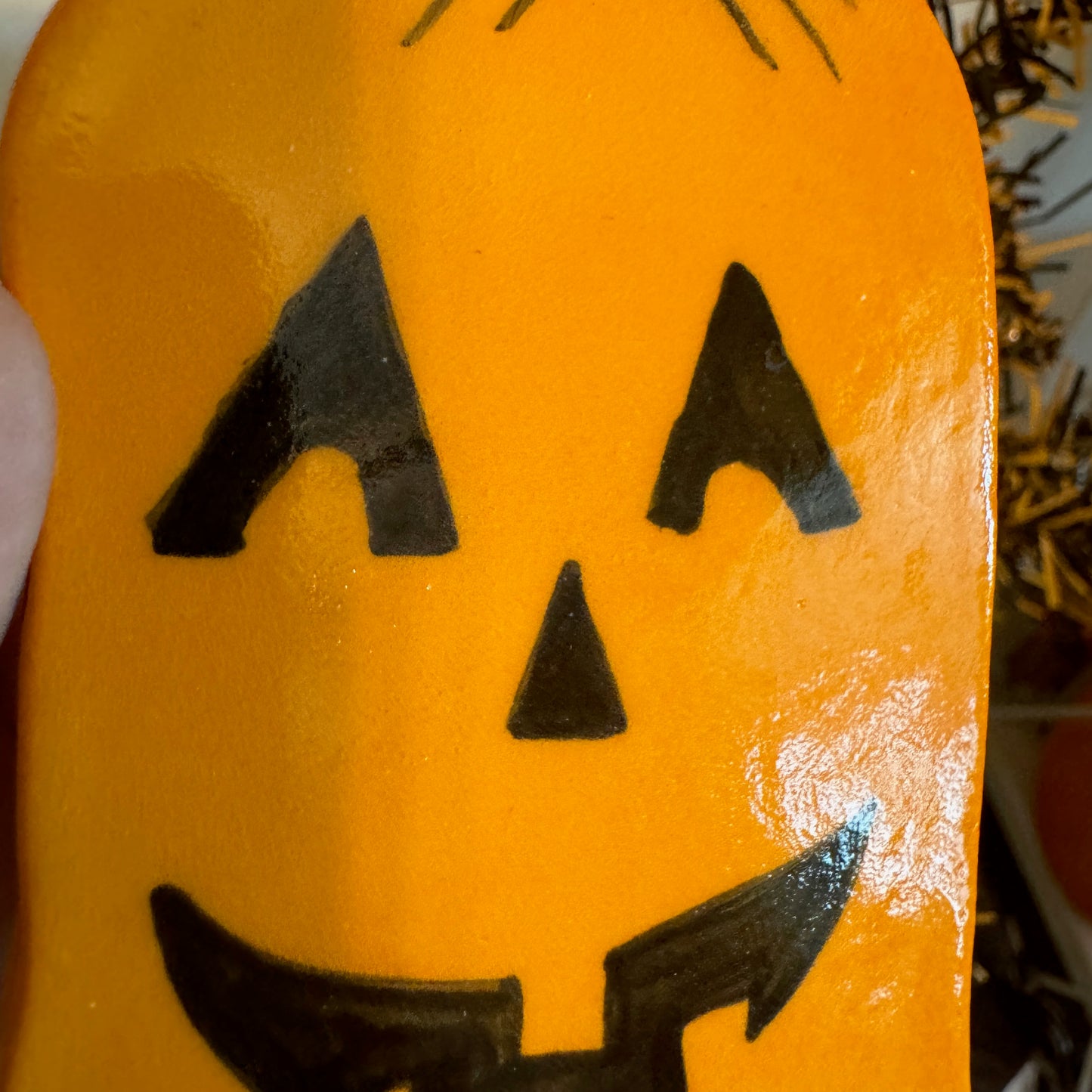 Handmade ceramic Halloween Pumpkin Lawn Bag ornament