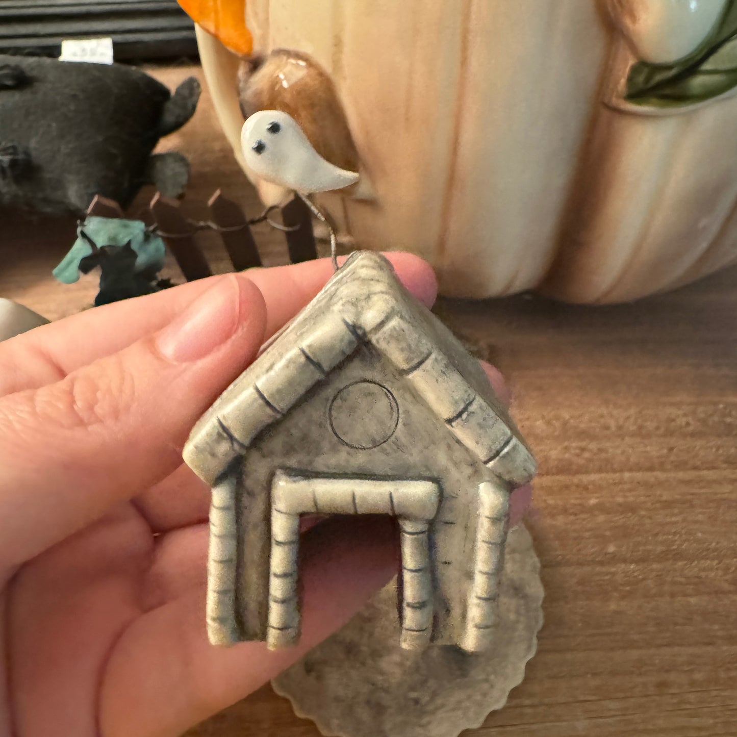 Ceramic haunted mausoleum incense burner