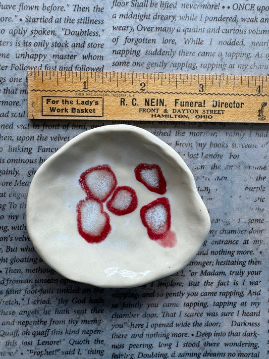 Handmade ceramic bloodspot trinket dish 01