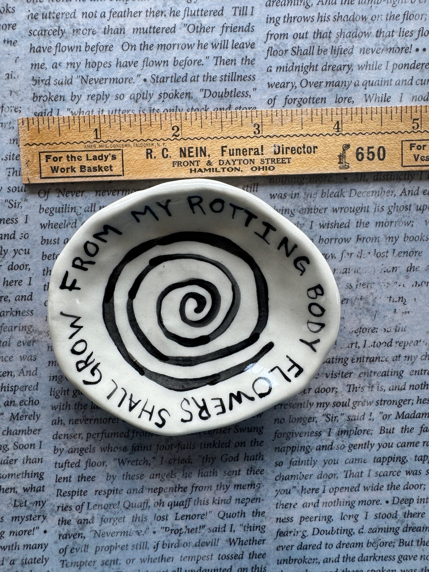 Ceramic from my rotting body flowers shall grow trinket dish