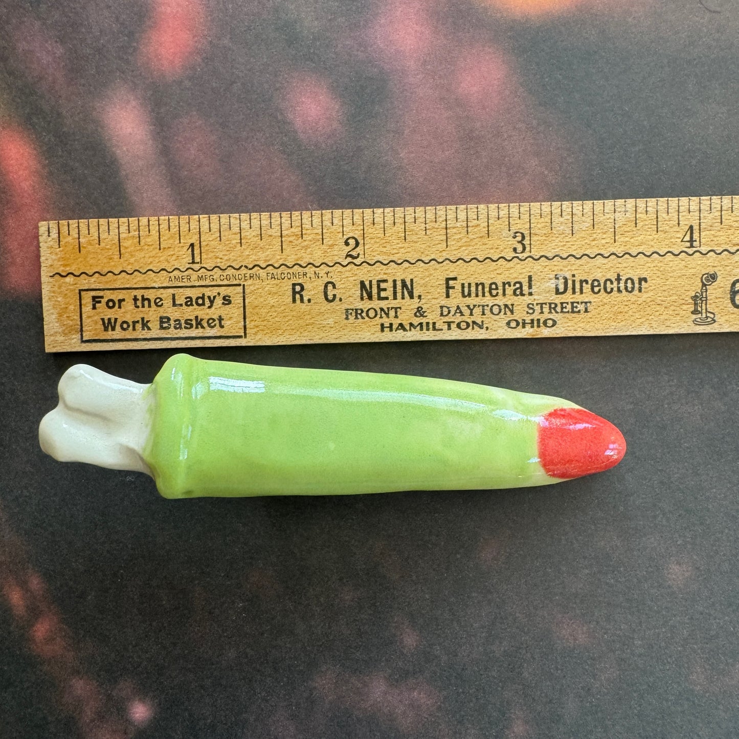 Handmade ceramic green witch finger hair clip