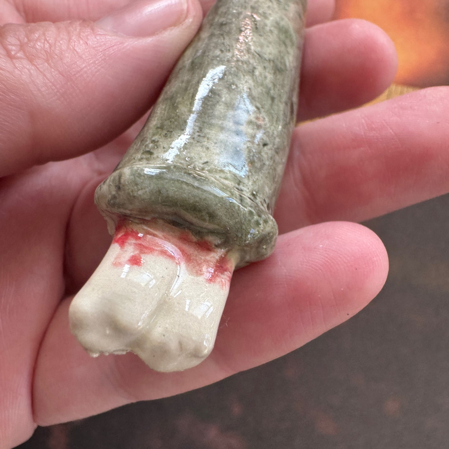 Handmade ceramic zombie finger hair clip