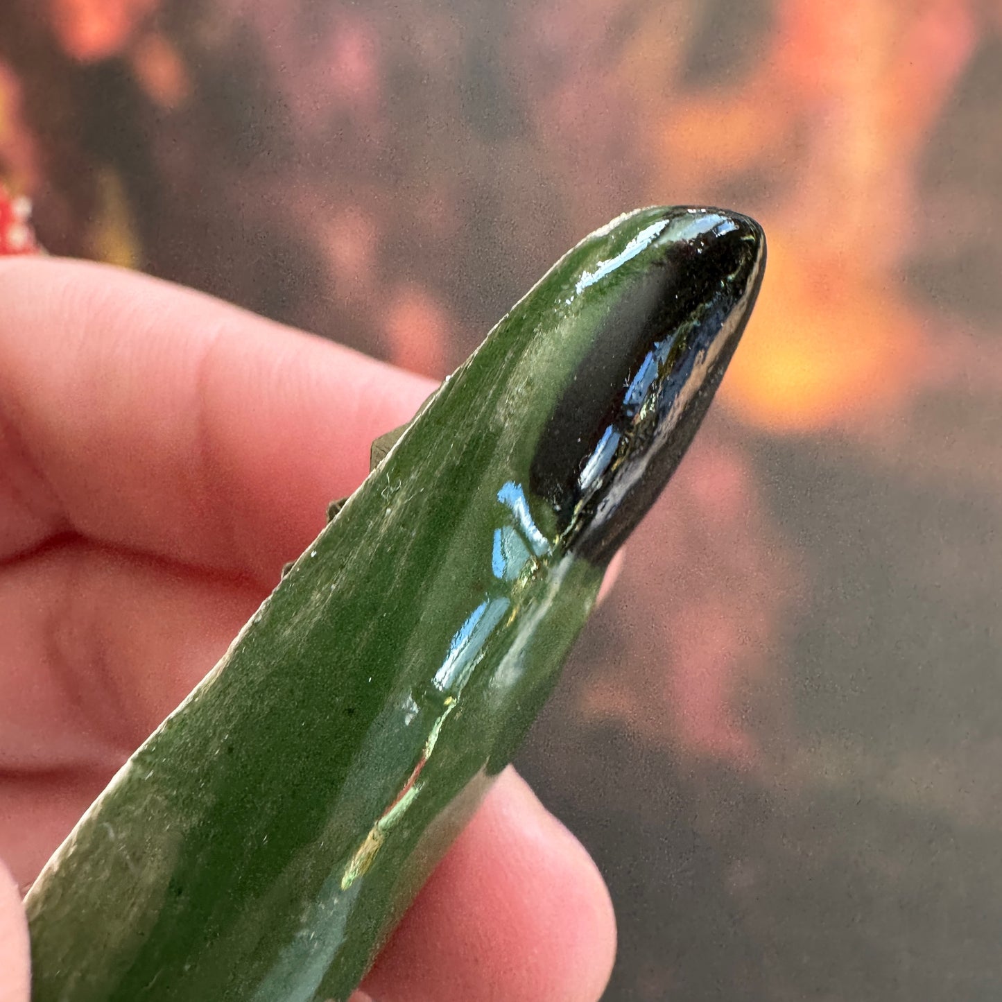 Handmade ceramic green monster finger hair clip