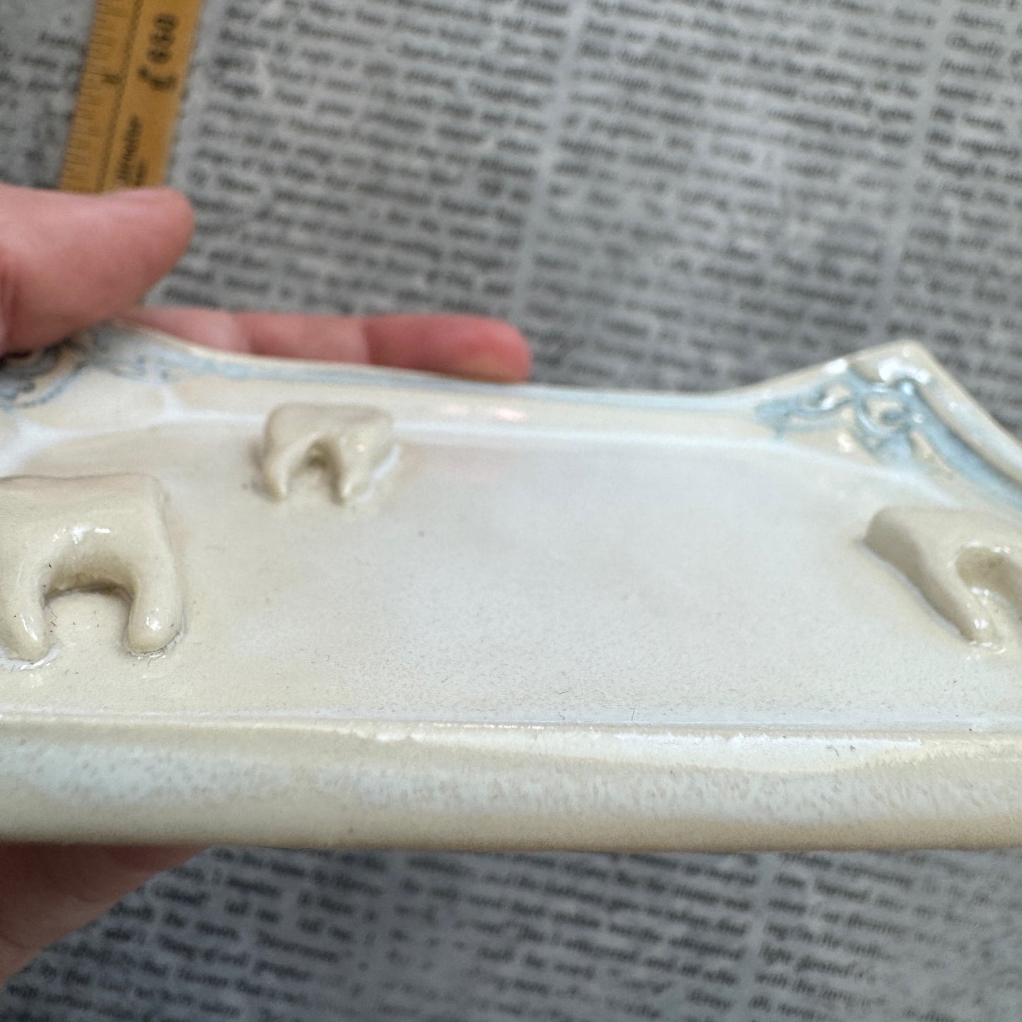 Handmade ceramic teeth curio tray trinket dish