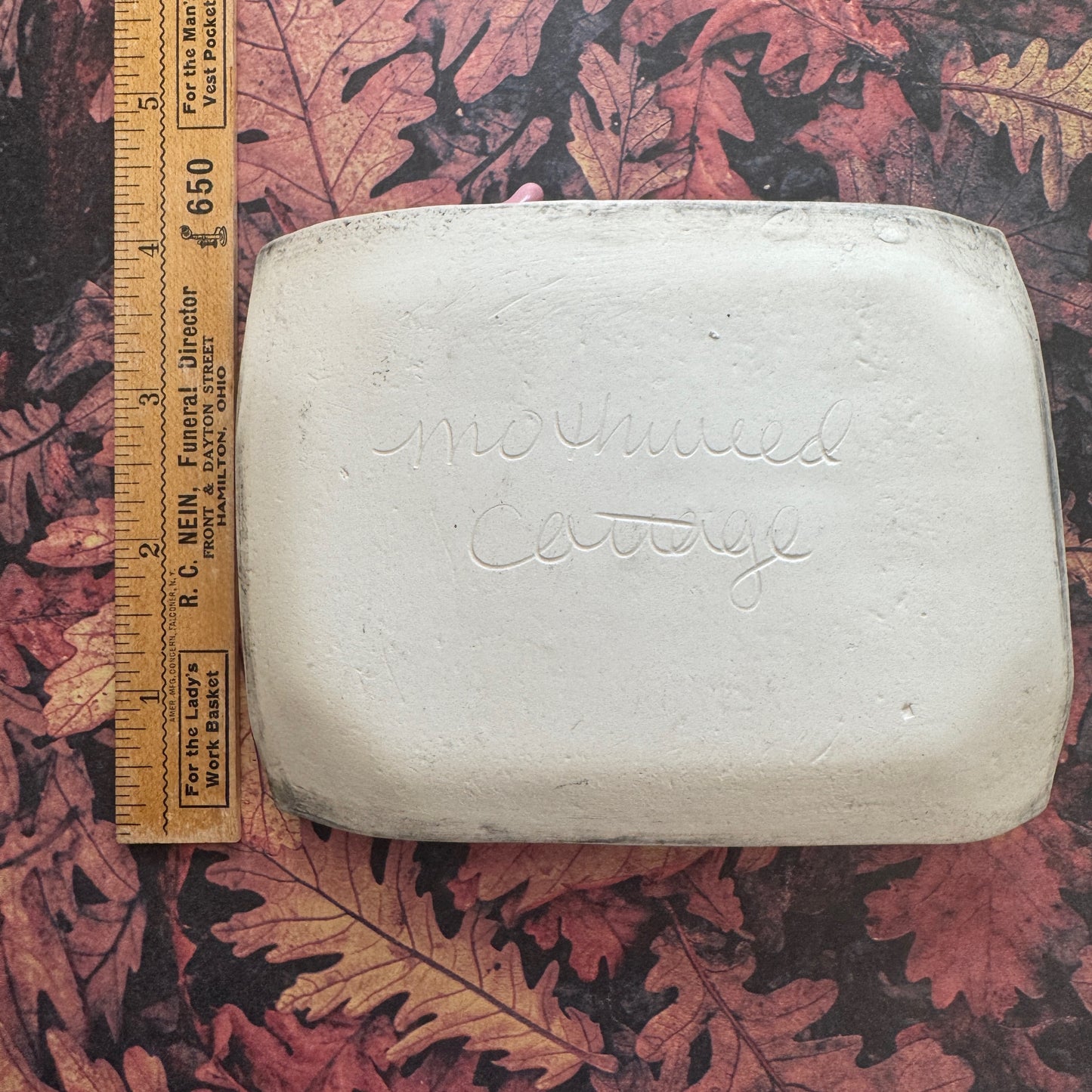 Handmade ceramic Worms Crawl In Worms Crawl Out curio trinket tray