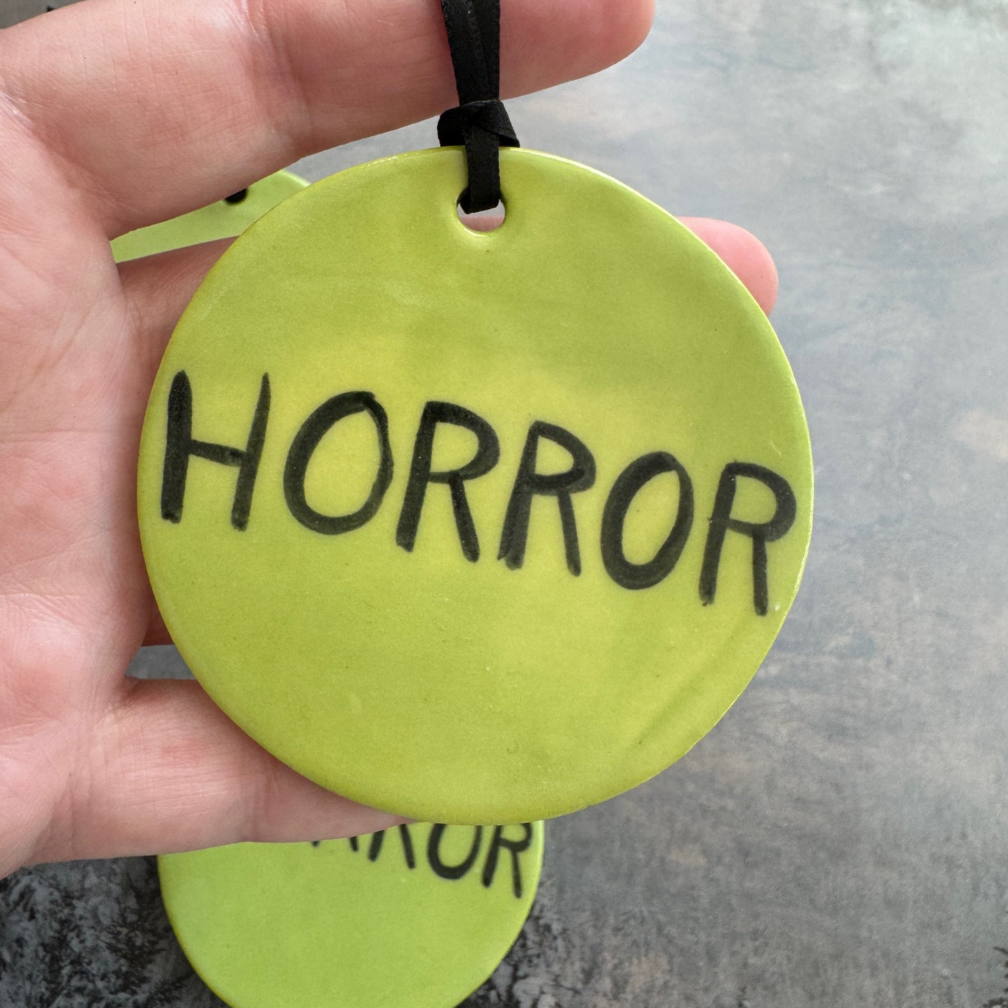 Handmade ceramic horror sticker ornament