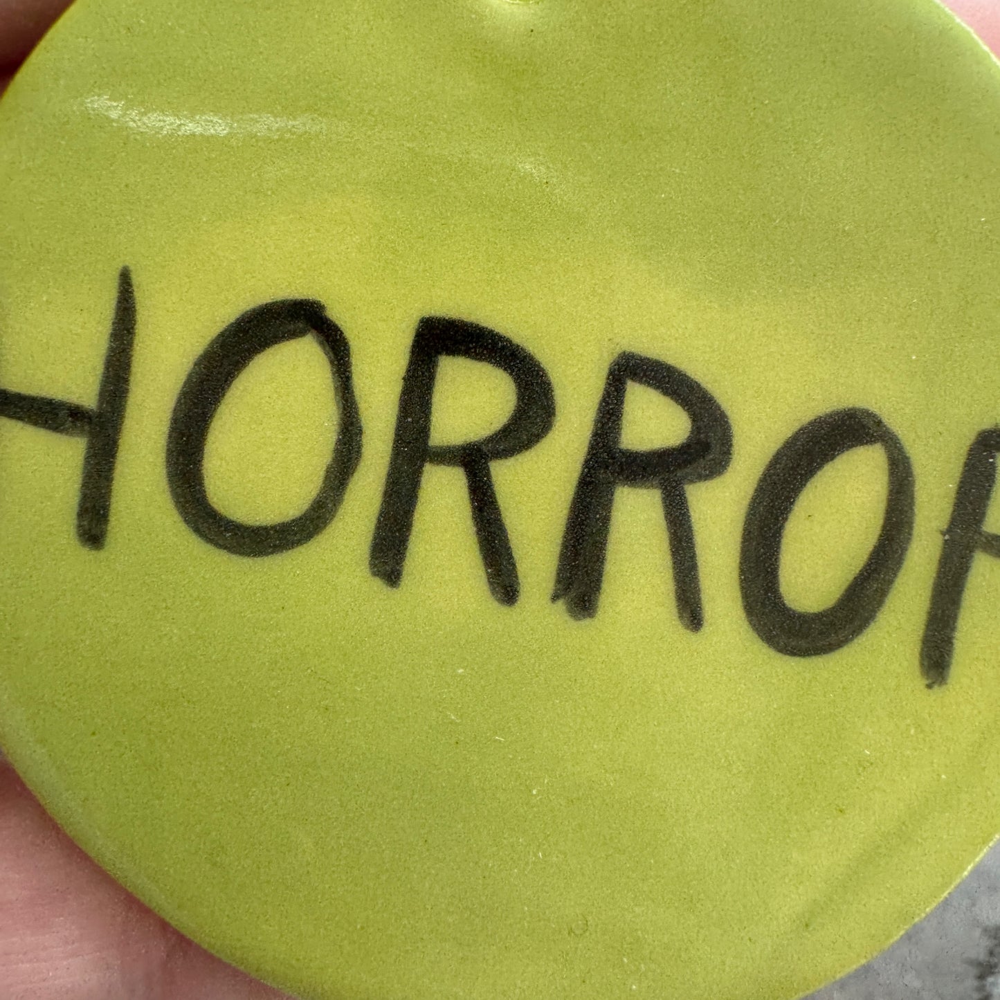 Handmade ceramic horror sticker ornament