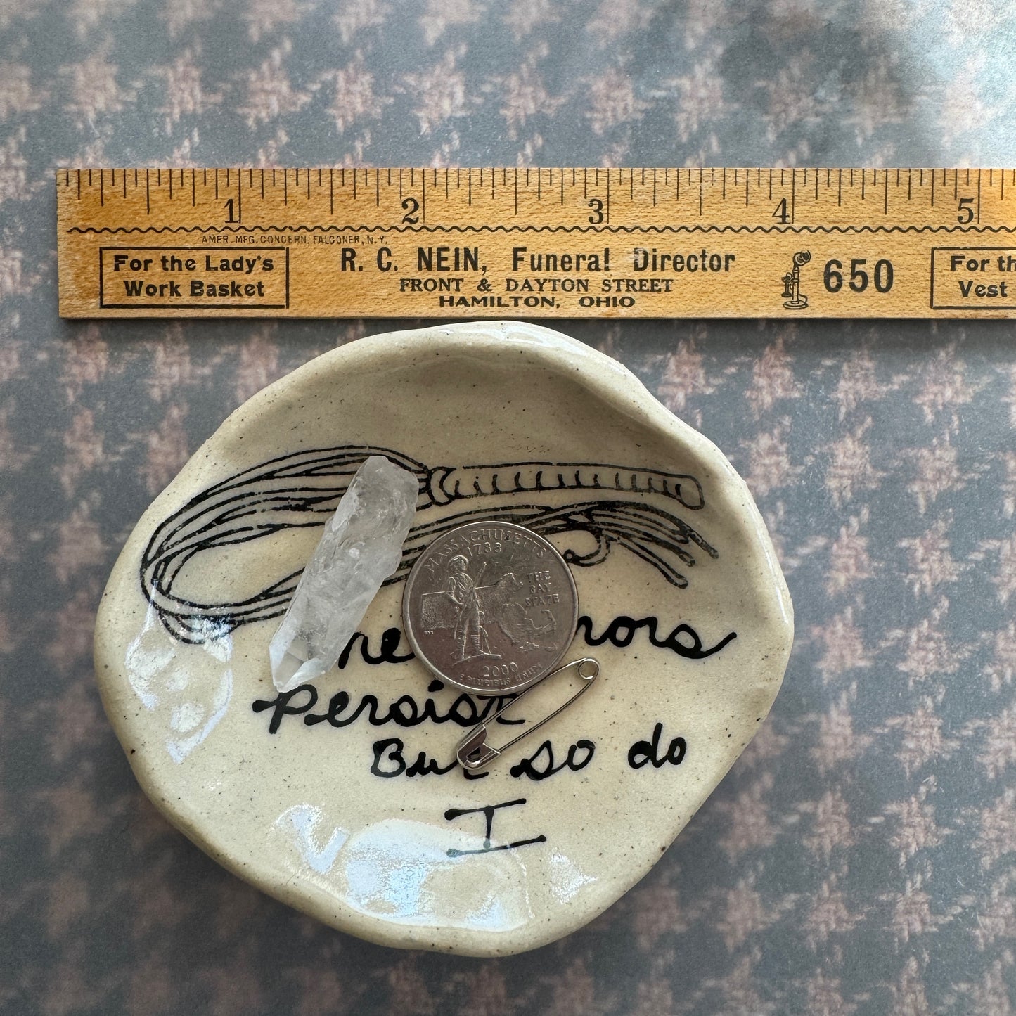 Handmade ceramic the horrors persist but so do I flogger trinket dish