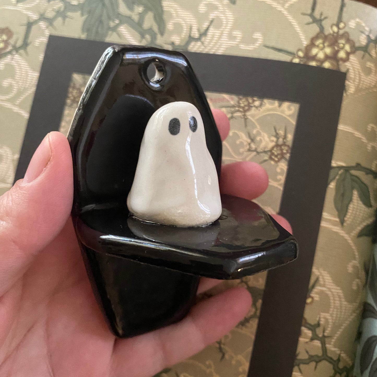 Ghost coffin shelf wall hanging