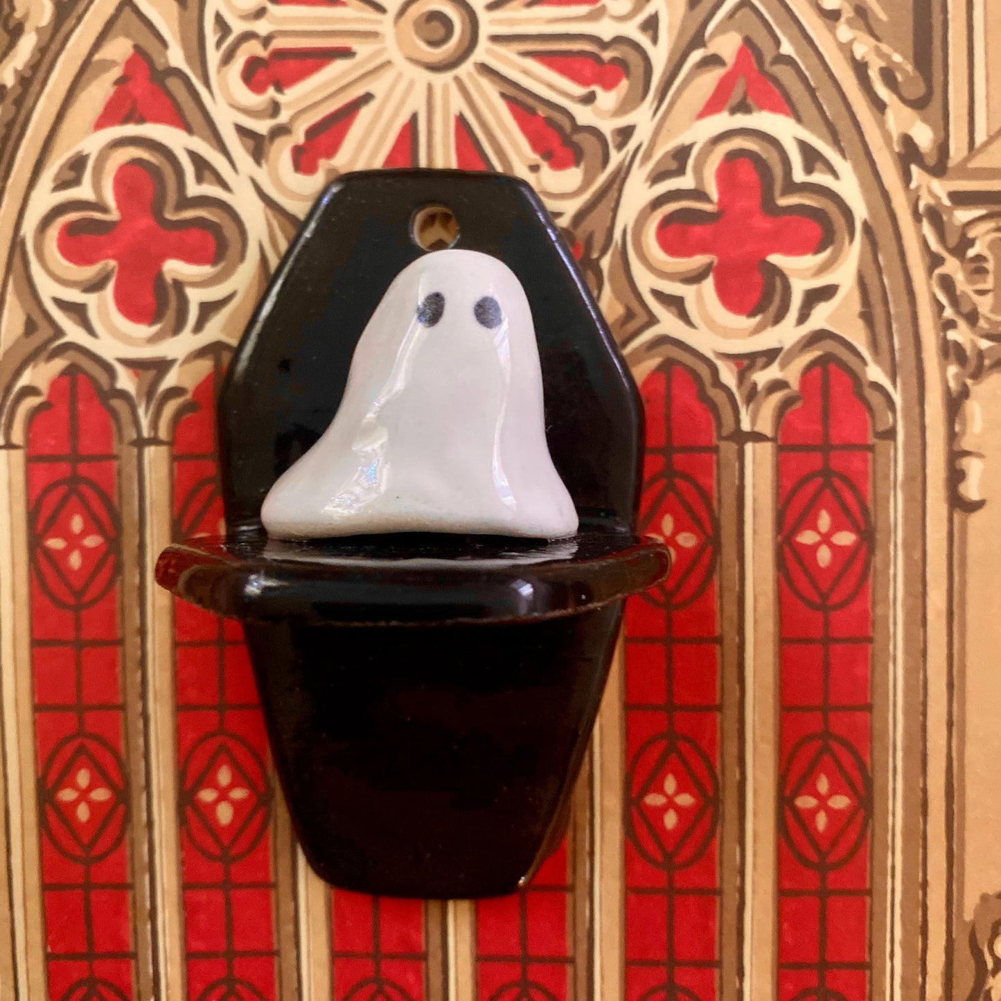 Ghost coffin shelf wall hanging