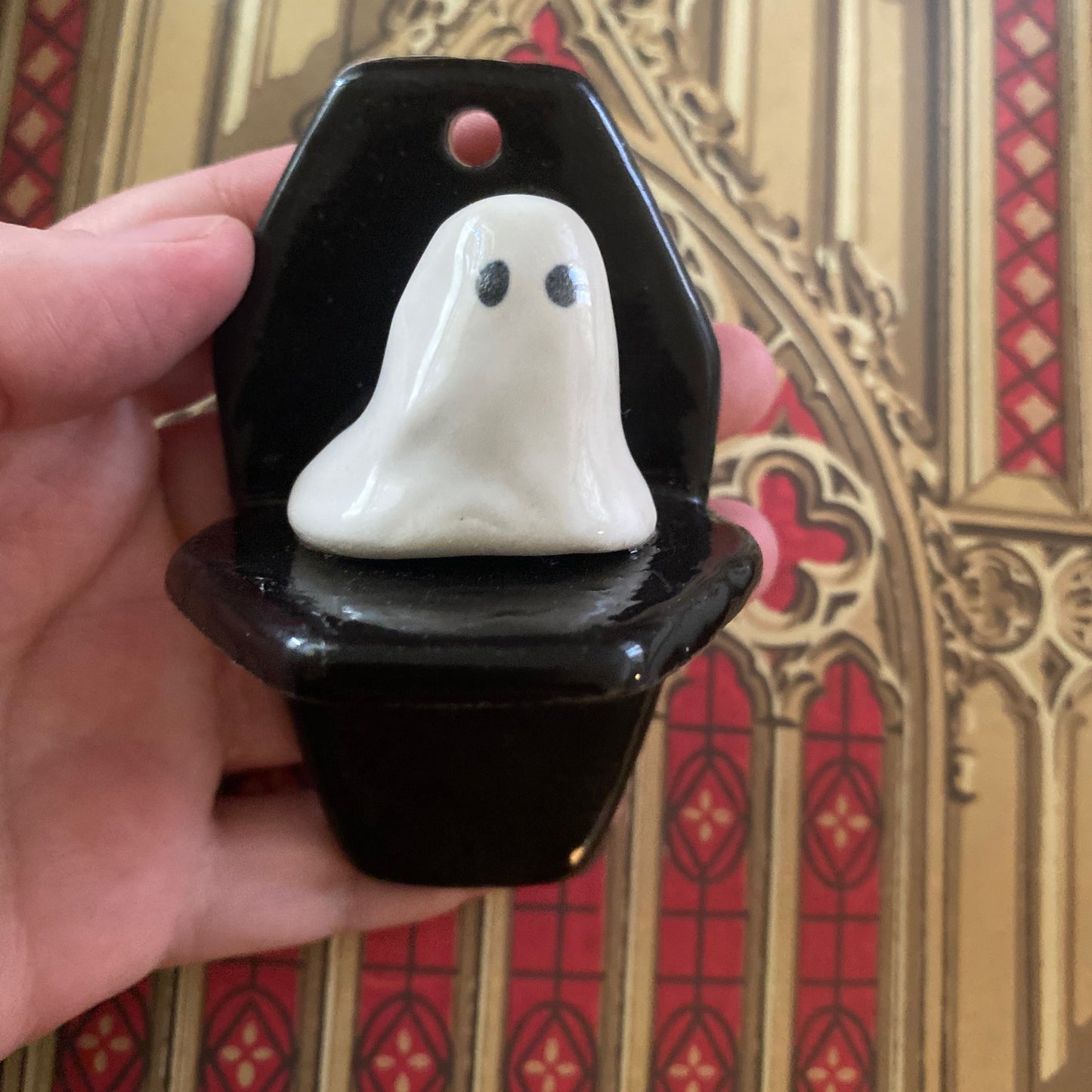 Ghost coffin shelf wall hanging