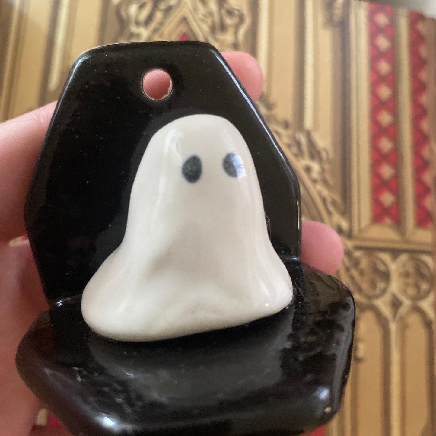 Ghost coffin shelf wall hanging