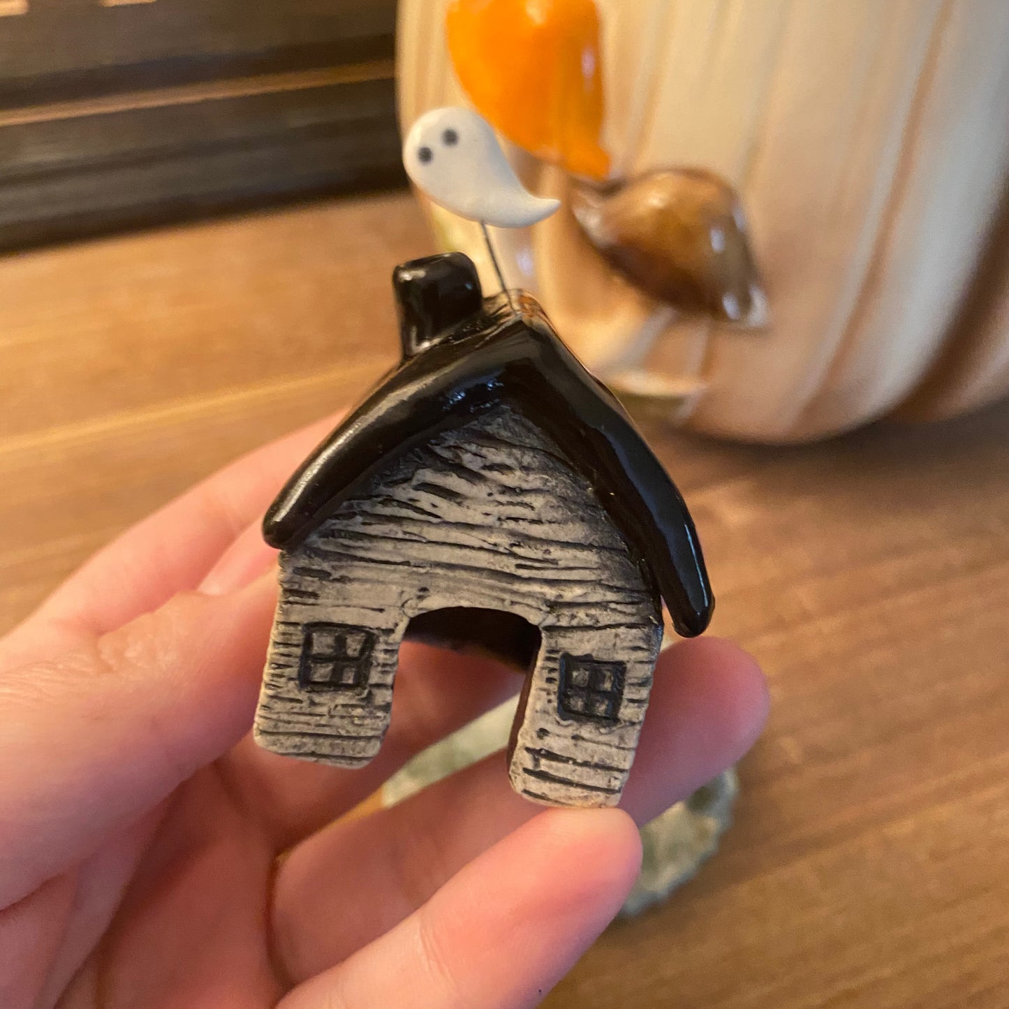 Haunted winter cabin incense burner