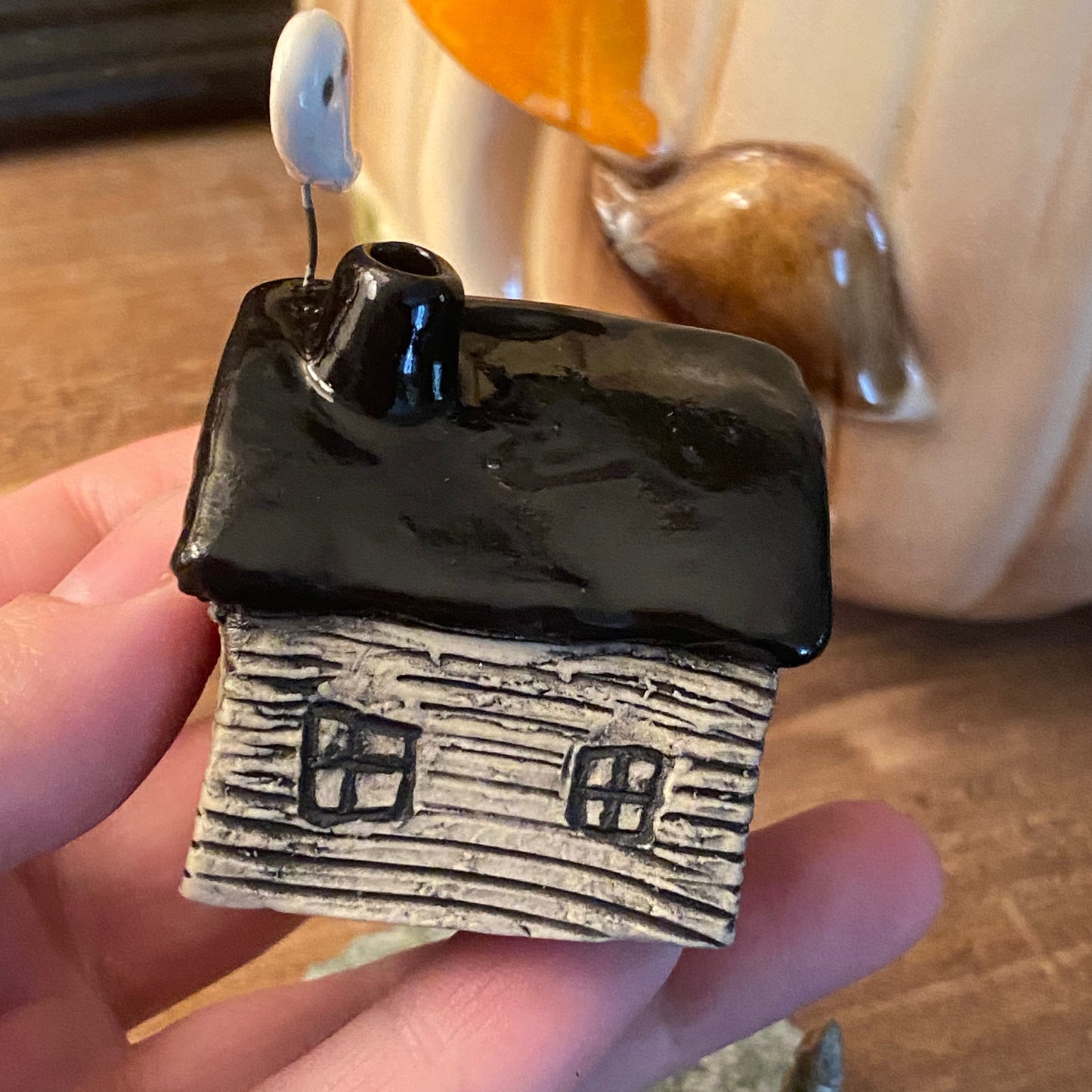 Haunted winter cabin incense burner