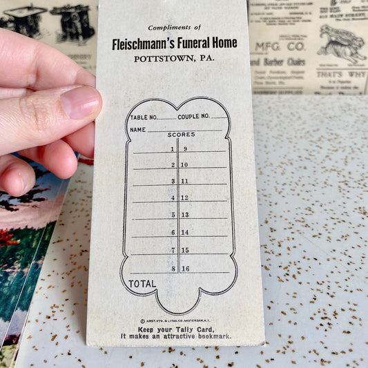 Set of 3 vintage funeral home bridge tally bookmarks
