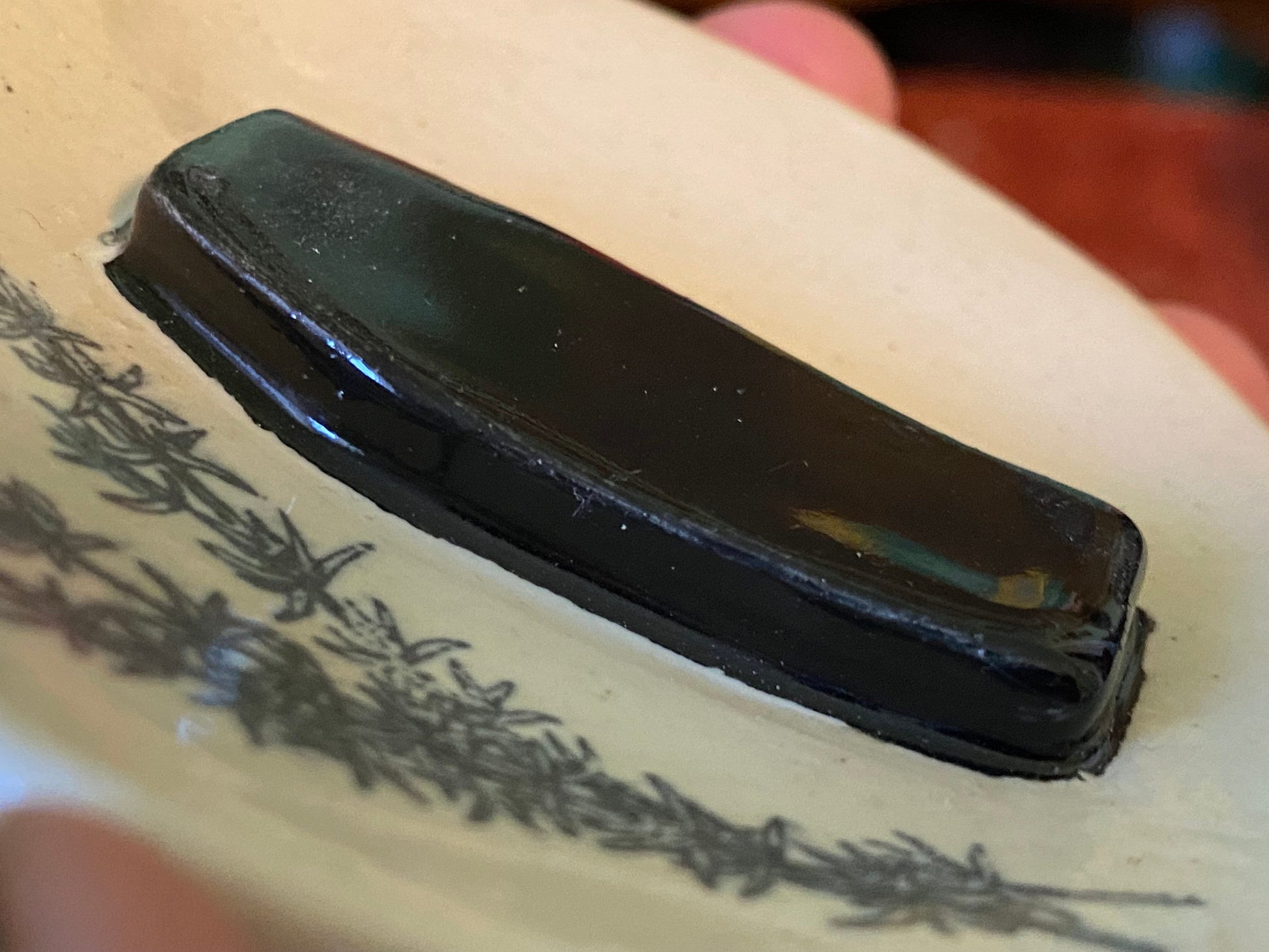 Handmade ceramic coffin trinket dish with rosemary herb design. Gothic ring dish. Witchcore home decor. Ancestor altar offering dish