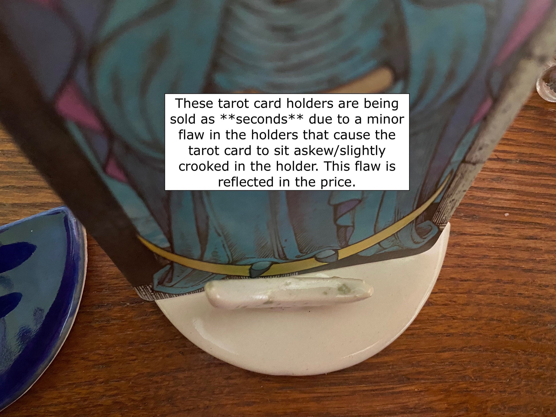 Handmade ceramic crescent moon tarot card holder. *SECONDS* Tarot stand for card of the day daily one card draw. Lunar witch altar decor