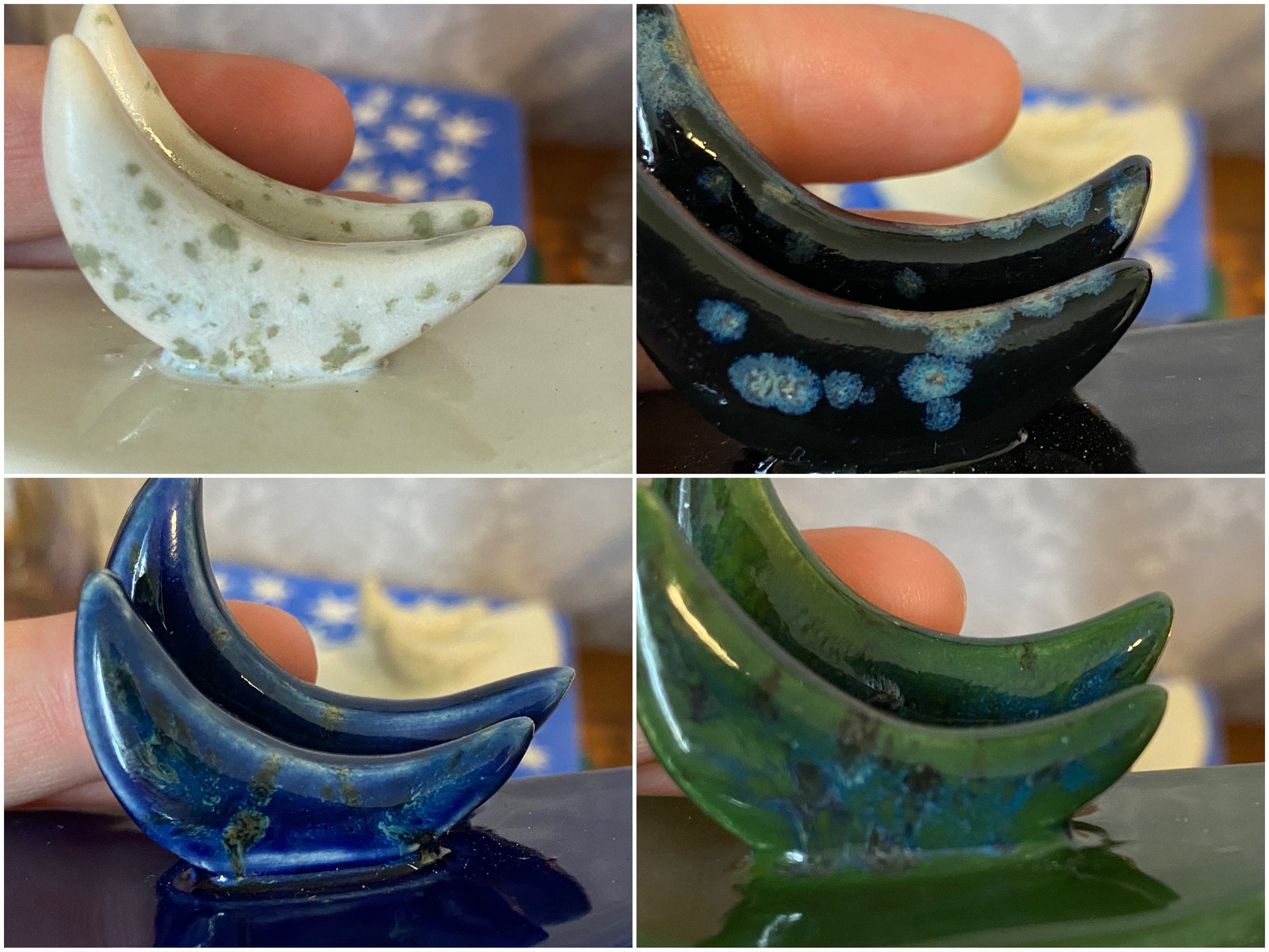 Handmade ceramic crescent moon tarot card holder. *SECONDS* Tarot stand for card of the day daily one card draw. Lunar witch altar decor