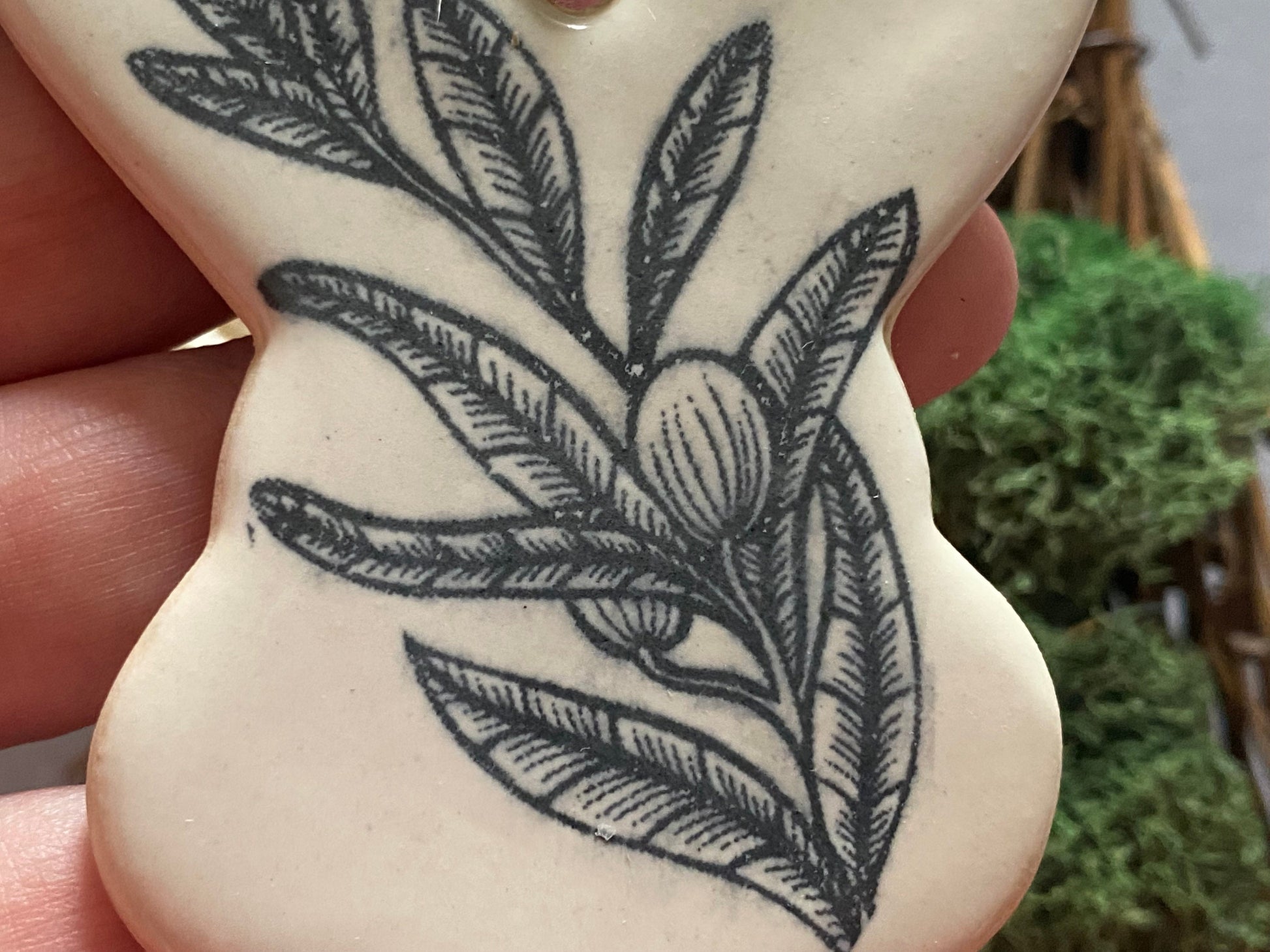 Handmade ceramic rabbit ornament. Ostara decoration. Easter bunny ornament. Black and white Easter wall hanging. Year of the Rabbit gift