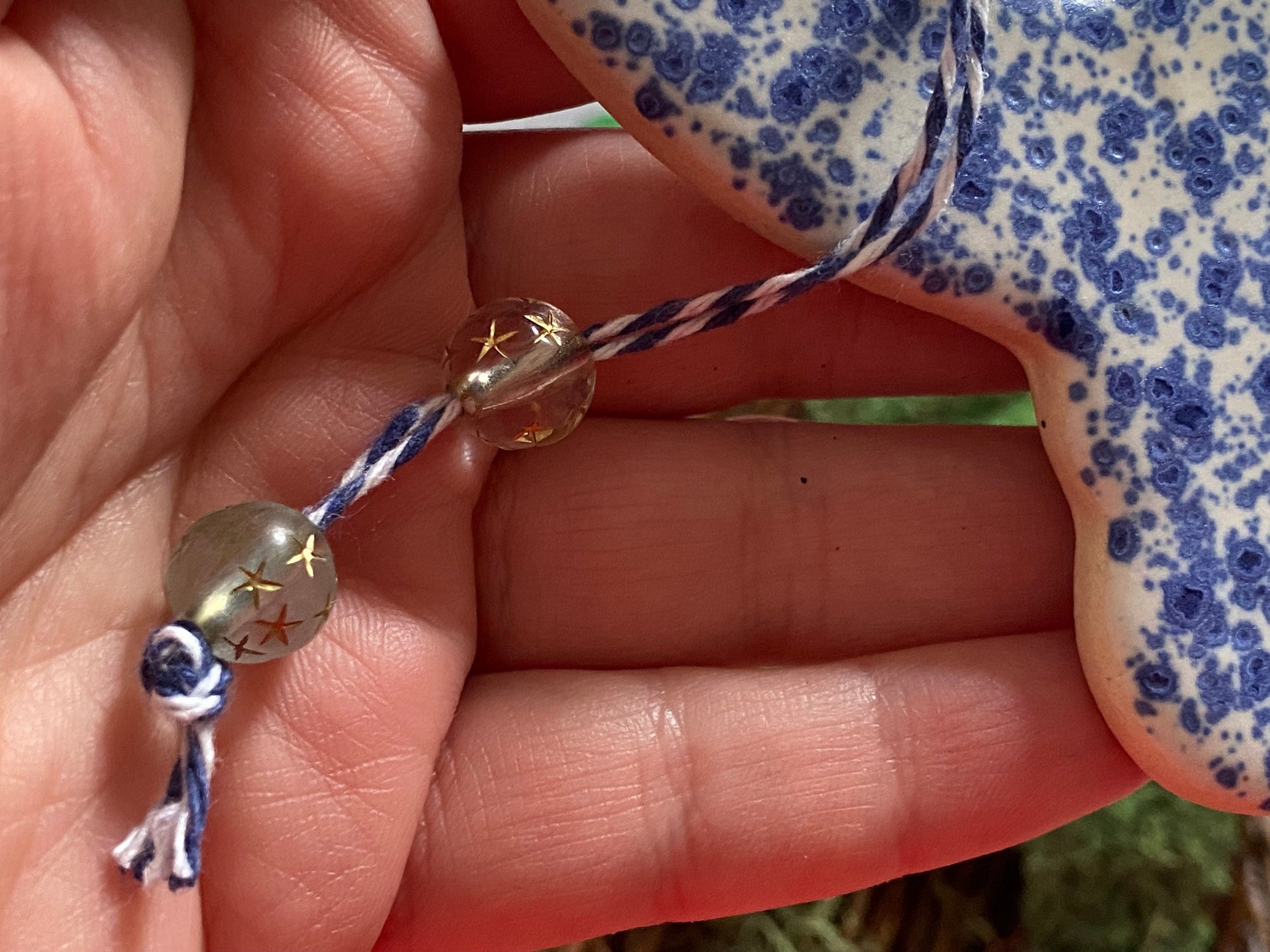 Handmade ceramic rabbit ornament. Ostara decoration. Easter bunny ornament. Blue white speckled Easter wall hanging. Year of the Rabbit gift