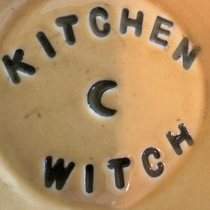 Handmade ceramic Kitchen Witch spoon rest - yellow