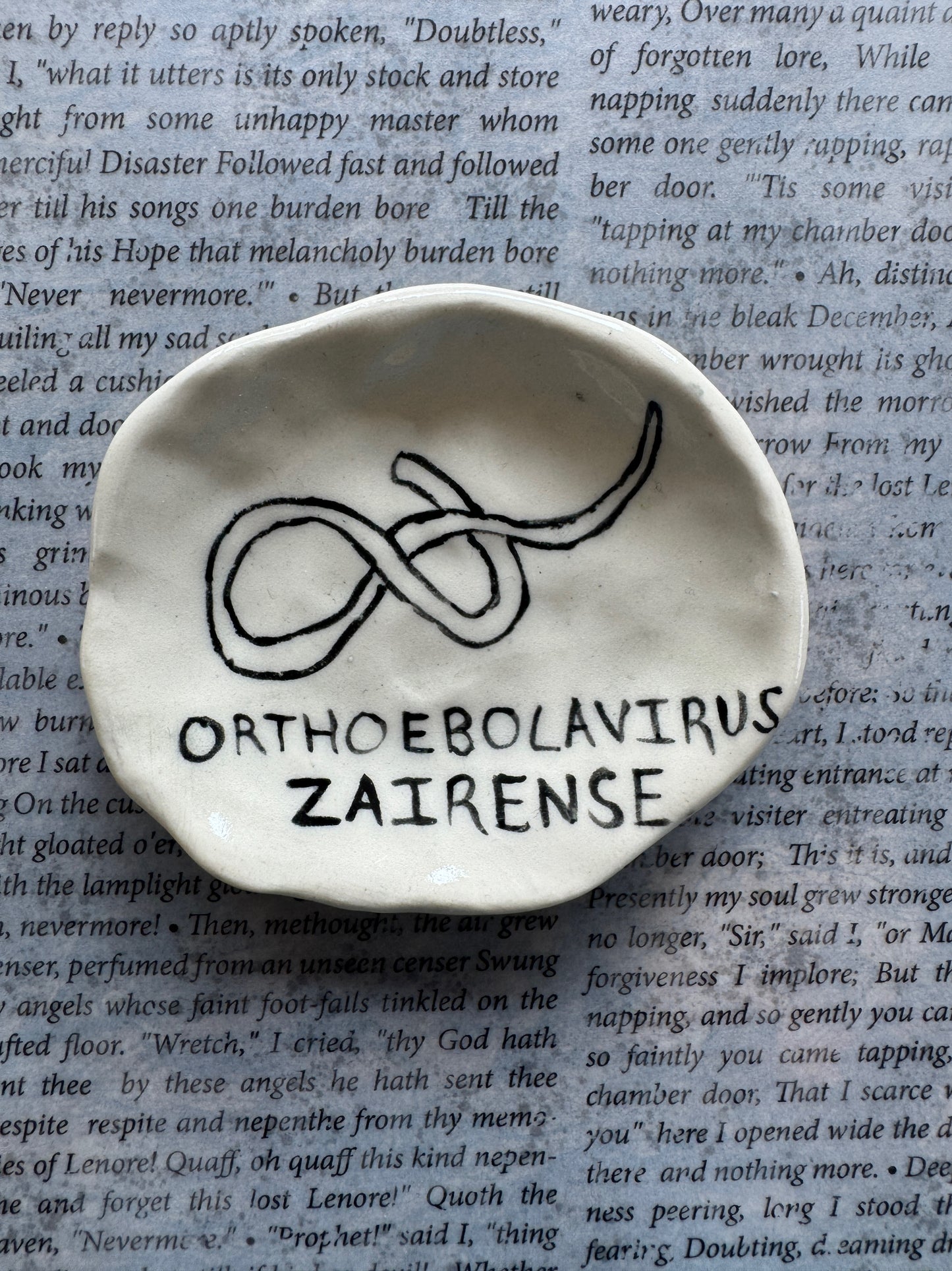 Ceramic Ebola virus illustration trinket dish