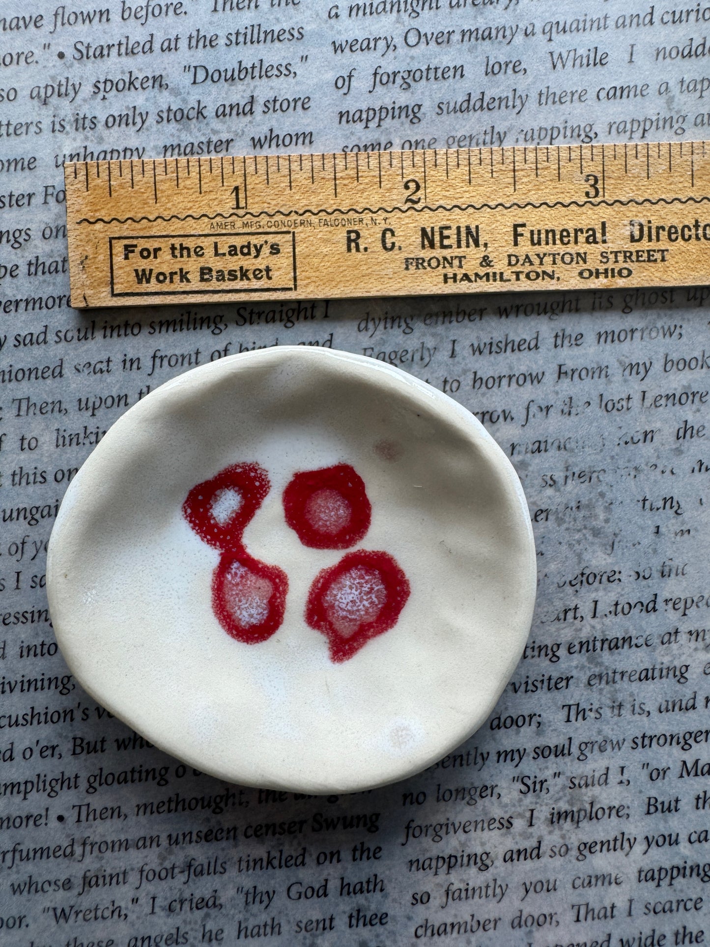 Ceramic bloodspot trinket dish 03
