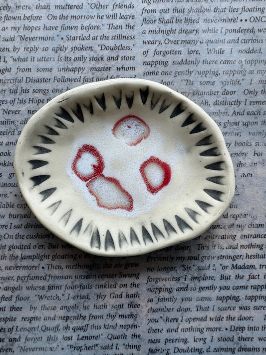 Ceramic teeth and bloodspot trinket dish 01