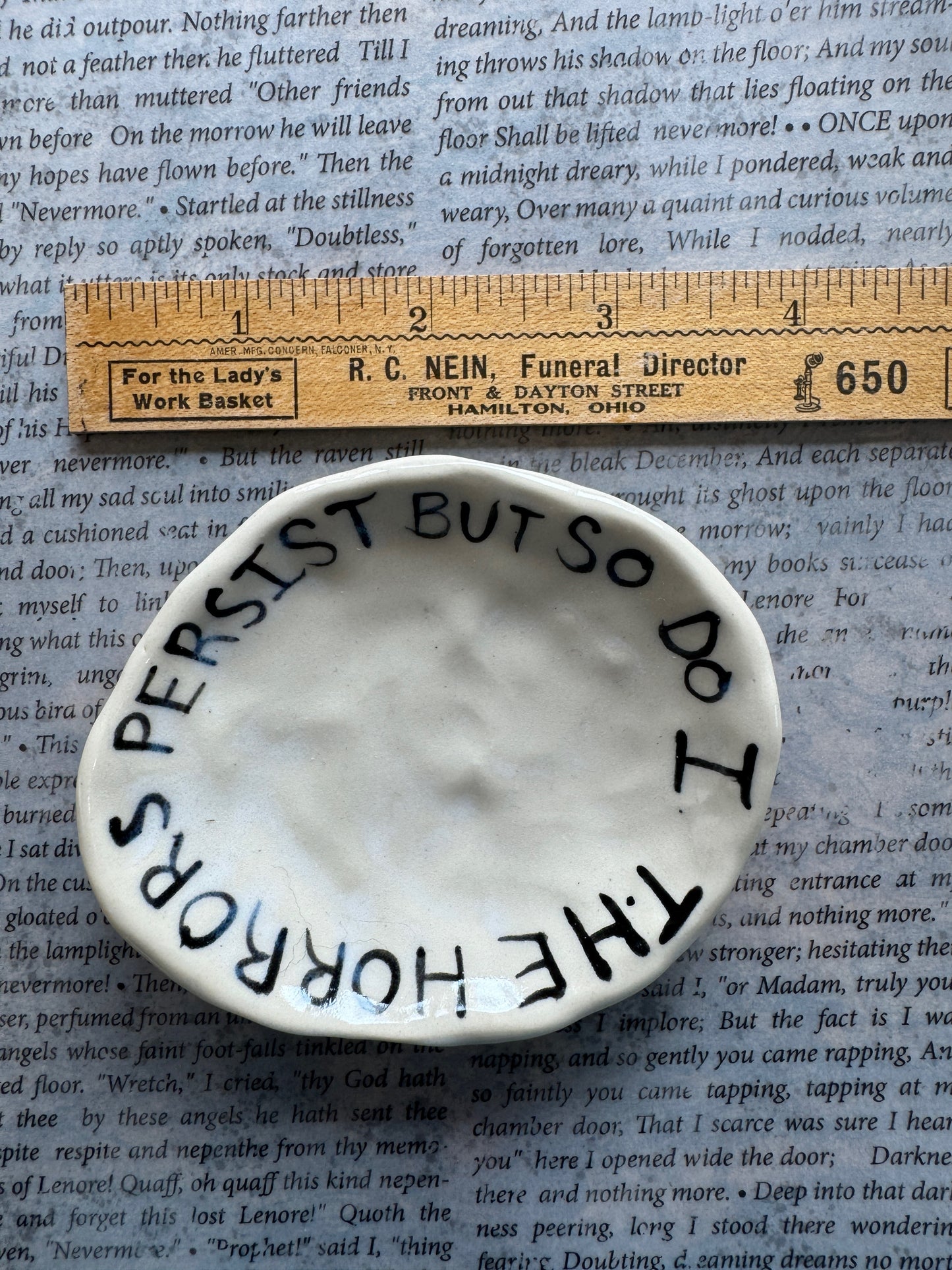 Ceramic the horrors persist but so do I trinket dish