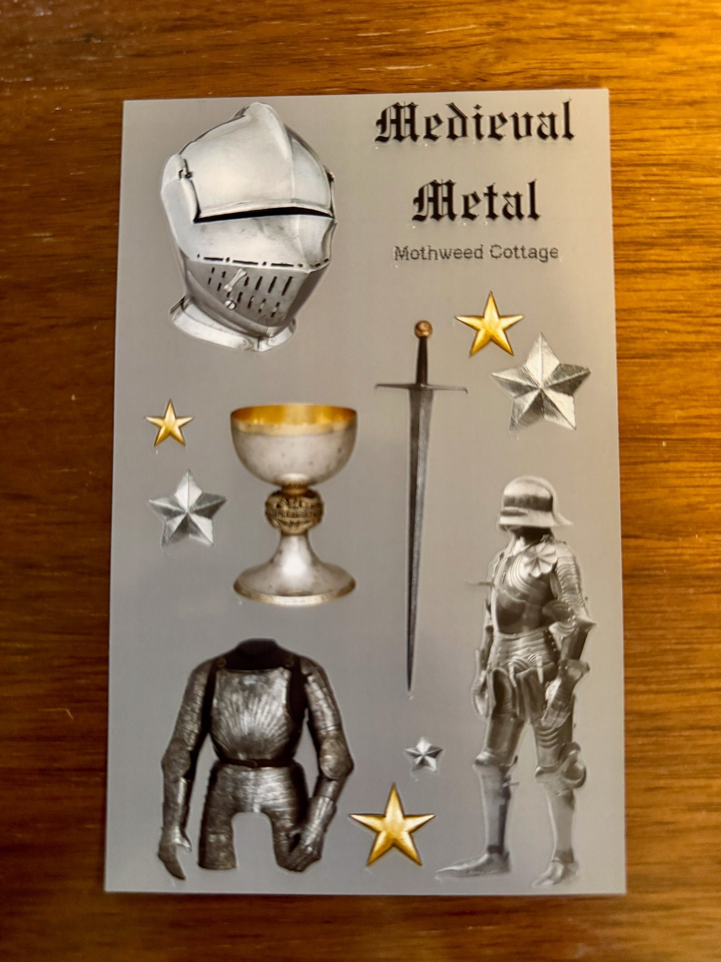 Medieval metal knights and armor sticker sheet