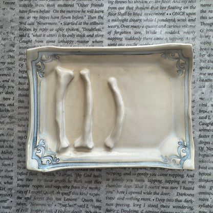 Handmade ceramic sortilege bones curio tray trinket dish