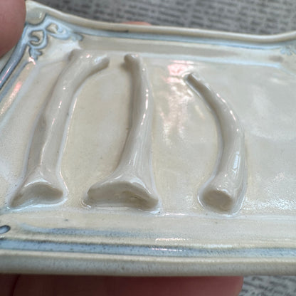 Handmade ceramic sortilege bones curio tray trinket dish