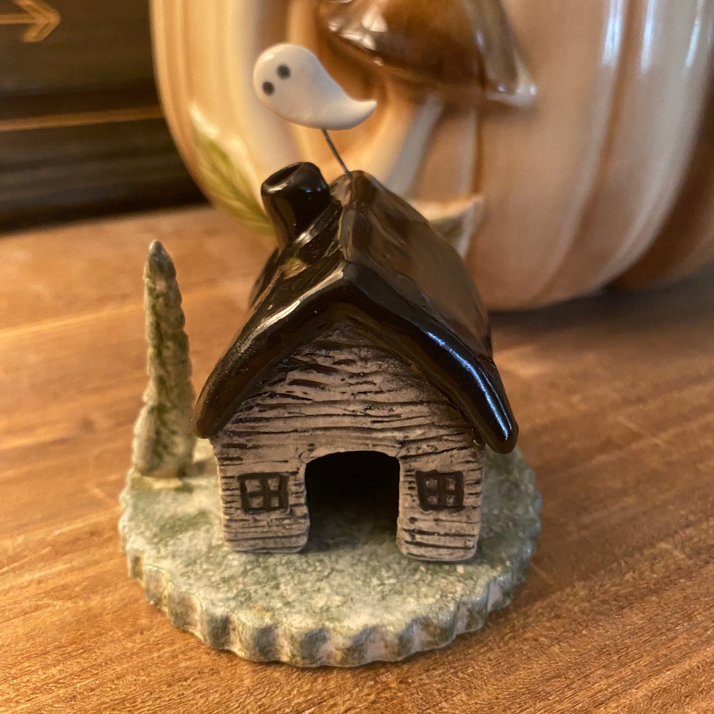 Haunted winter cabin incense burner