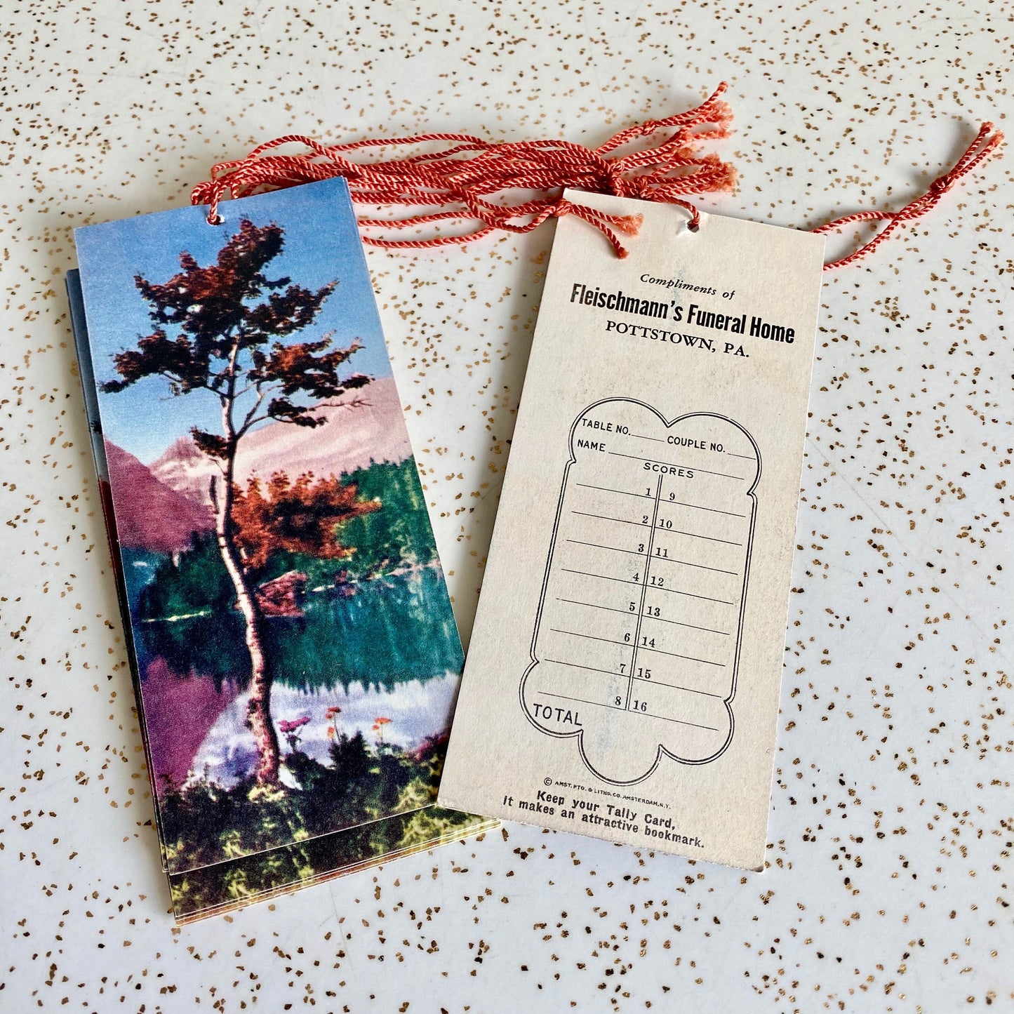 Set of 3 vintage funeral home bridge tally bookmarks