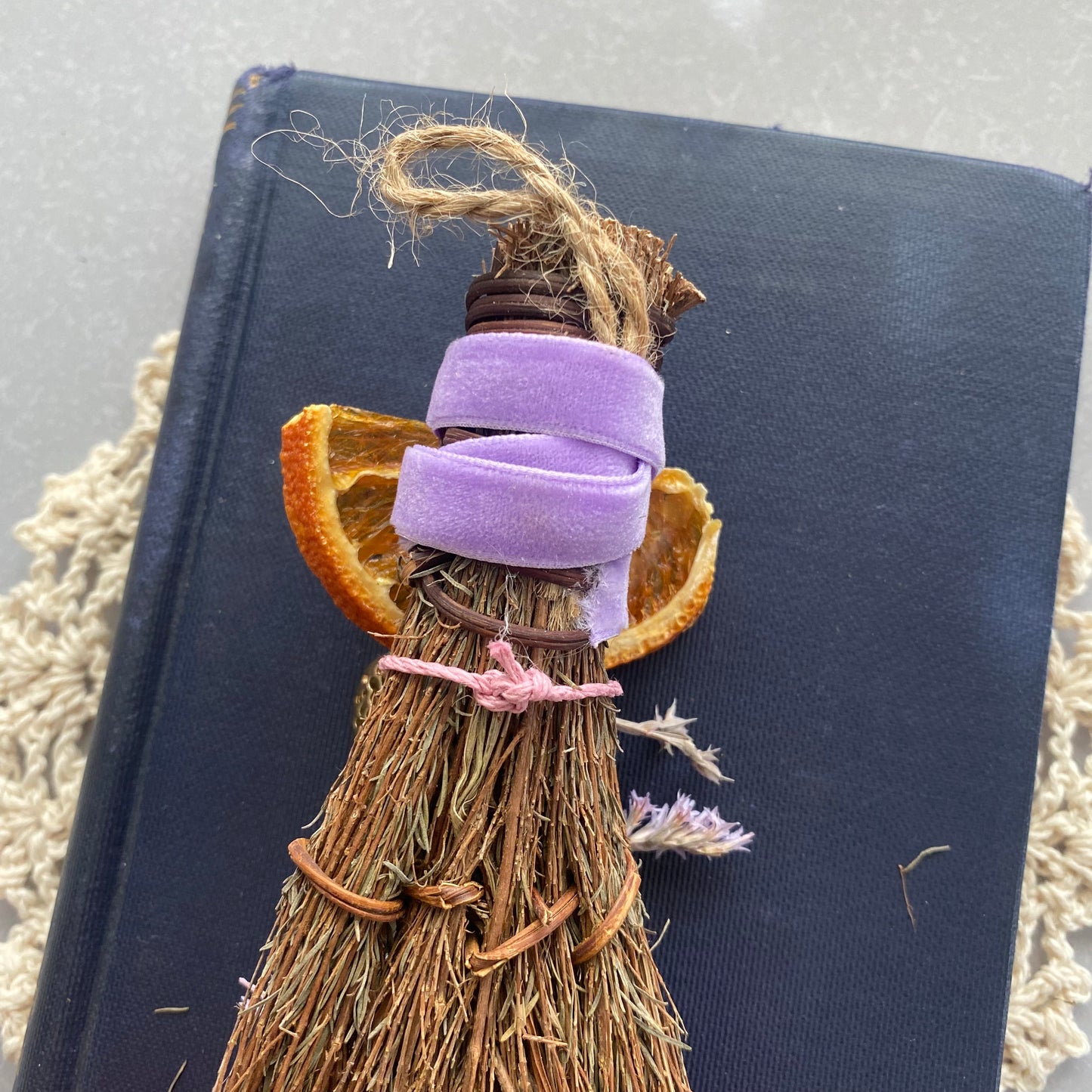 Scented Spring blessing broom besom - purple moon