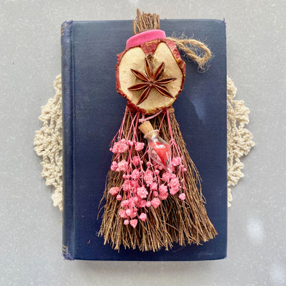 Mini scented blessing broom besom - love and romance magic