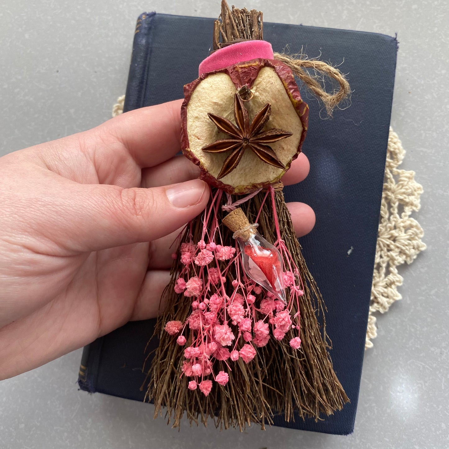 Mini scented blessing broom besom - love and romance magic