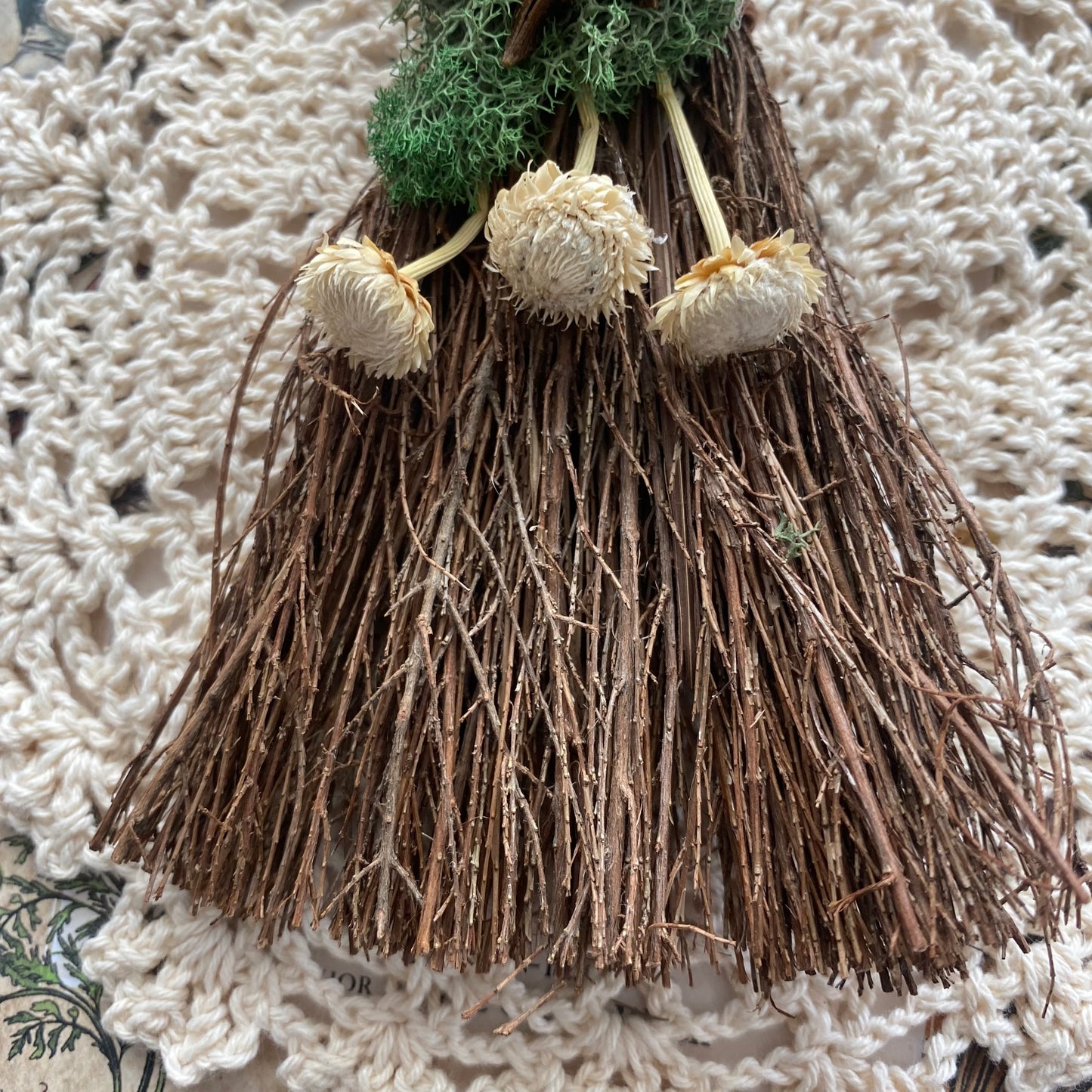 Mini scented blessing broom besom - forest magic with citrine