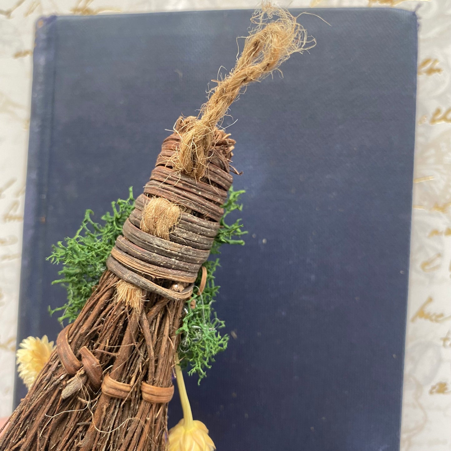 Mini scented blessing broom besom - forest moon with crystals and dried flowers