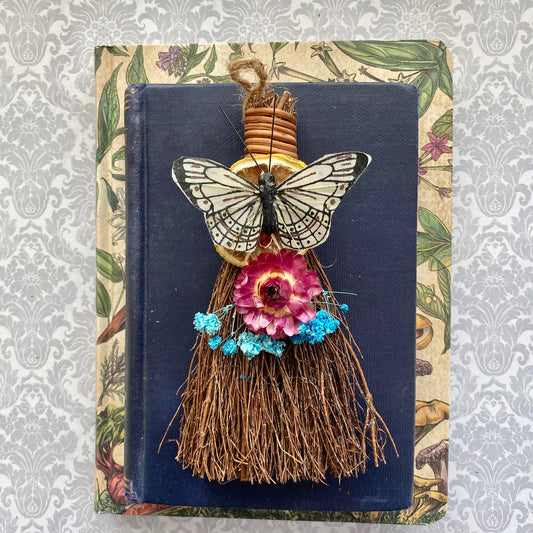 Mini scented butterfly blessing broom with dried flowers