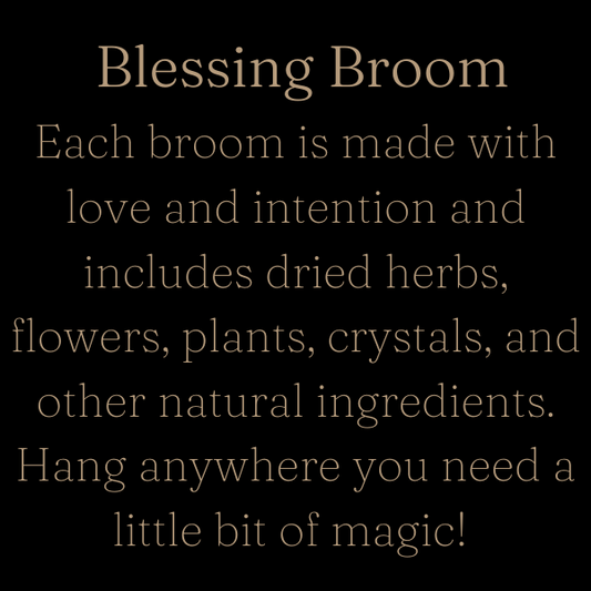 Mini scented blessing broom for cleansing and renewal with dried flowers and crystals