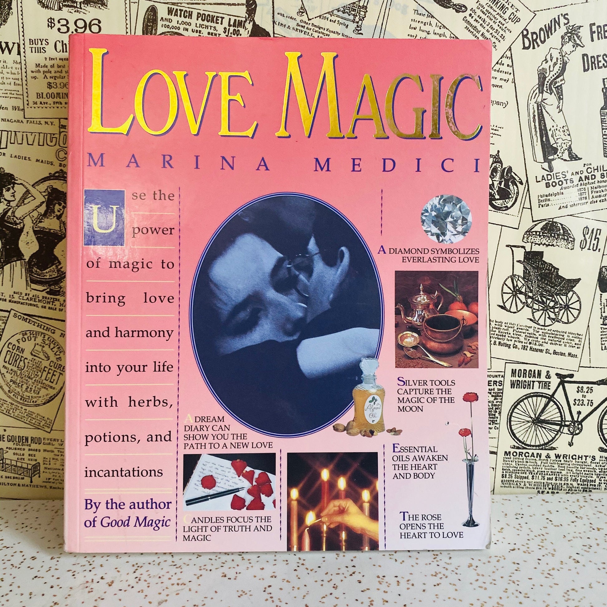 1994 Love Magic book by Marina Medici. Vintage love magic book with love spells, rituals. Great Valentine's Day gift for new witch or lover
