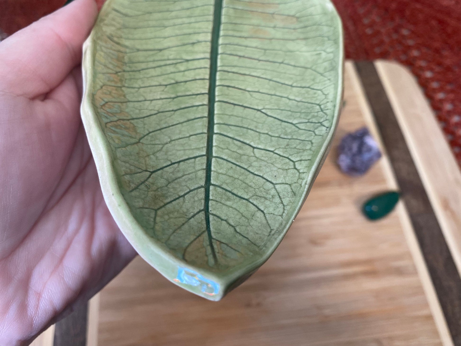 Handmade ceramic milkweed dish. Handcrafted pressed leaf pottery jewelry tray. Green botanical home decor. Gift for native plant gardener.