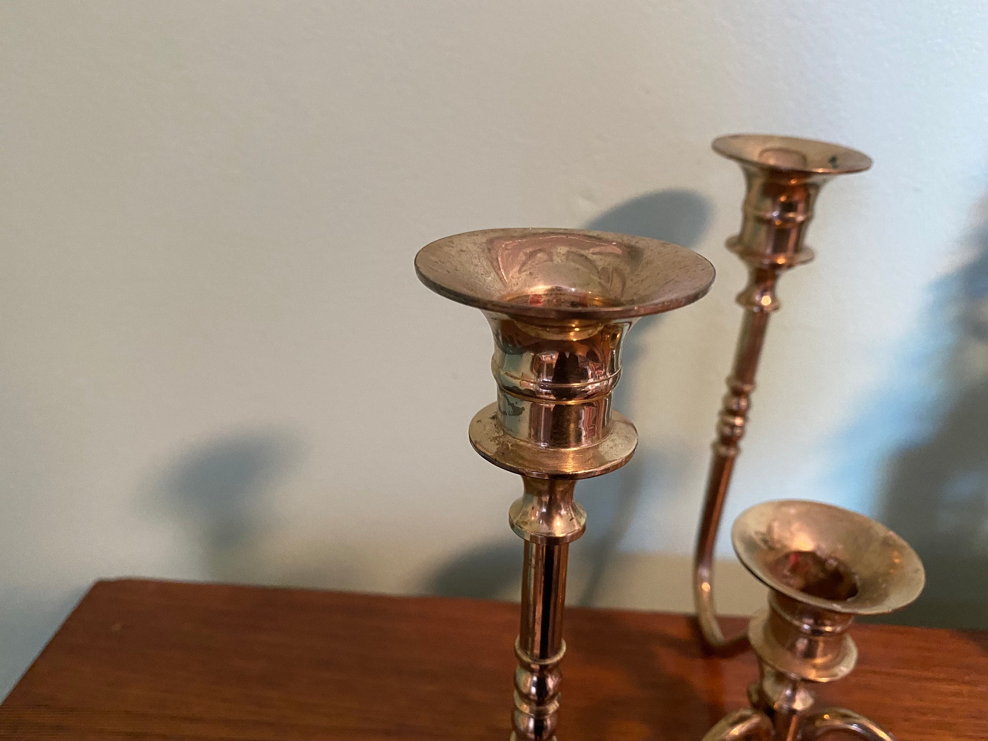 Vintage brass candelabra. 4 arm taper candle holder. Retro 80s brass candlestick holder.  Metal altar candleholder. Brass home decor