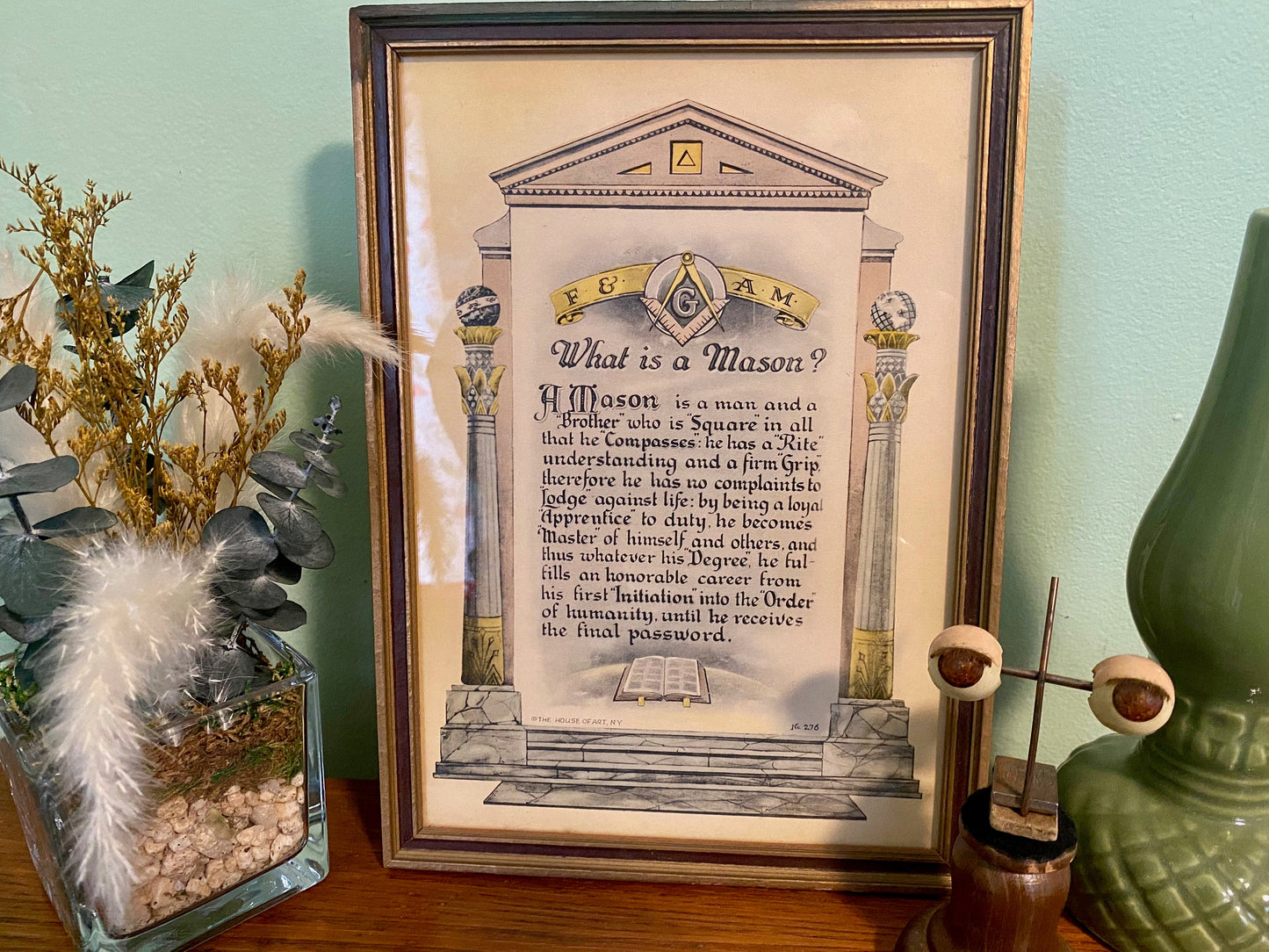 Vintage What is a Mason? framed print. Freemason wall hanging. Freemasonry secret society decor. Masonic gift. Odd collectibles for home